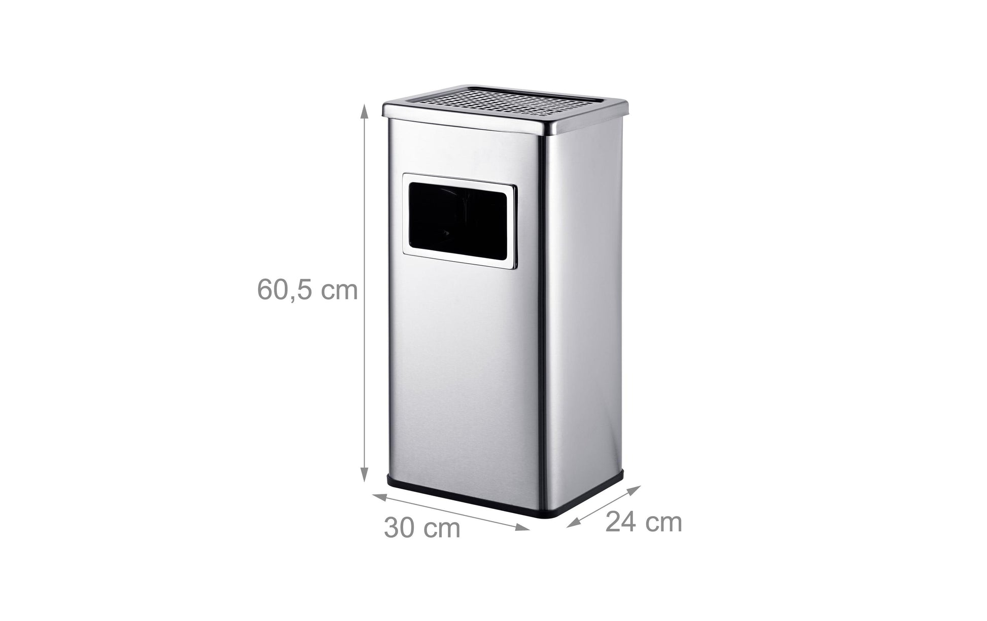 Relaxdays Aschenbecher – Ø 30 × 60,5 cm, Edelstahl/Kunststoff/Stahl, silber, 15 l
