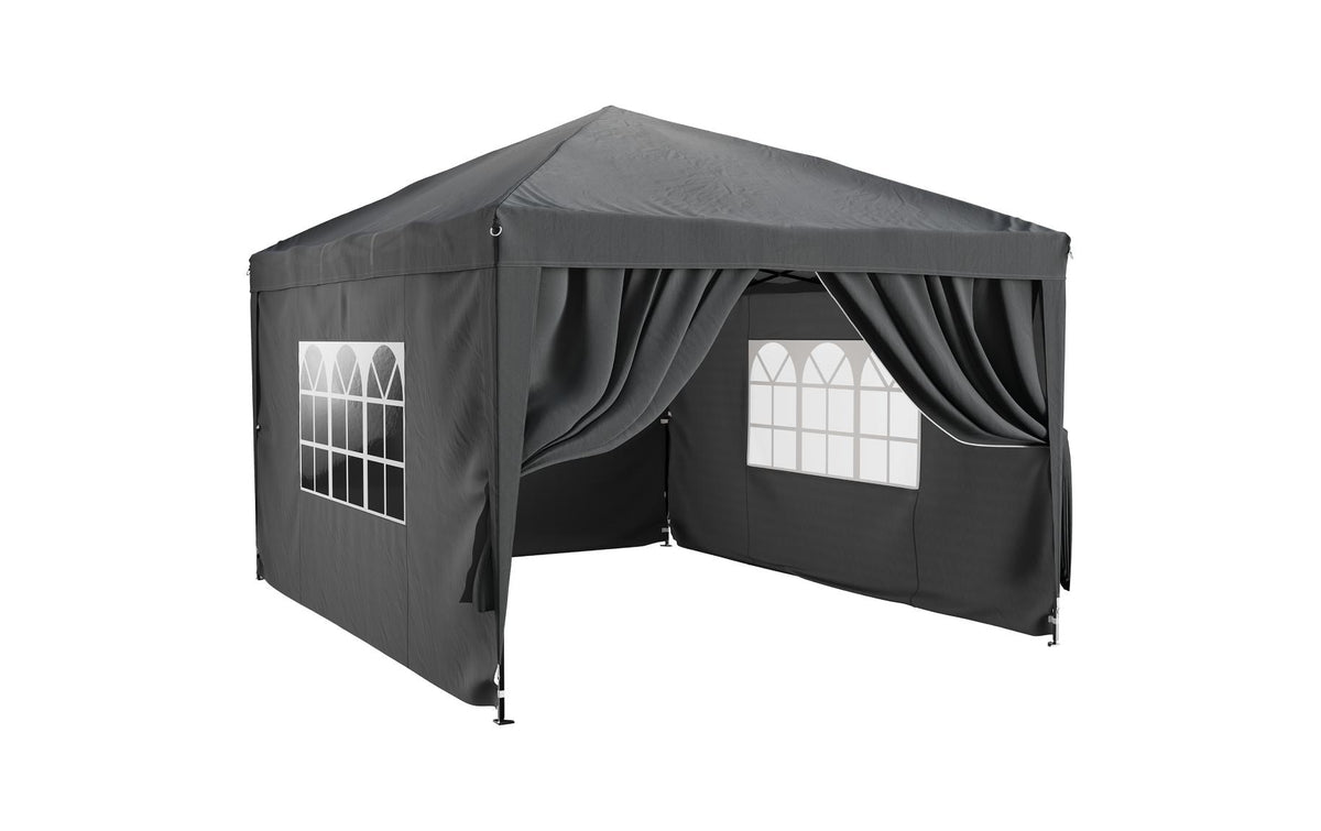 Tristar Pavillon 3 × 4 m – Polyester – Anthrazit – mit abnehmbaren Seitenwänden – 4000 × 2500 × 3000 mm