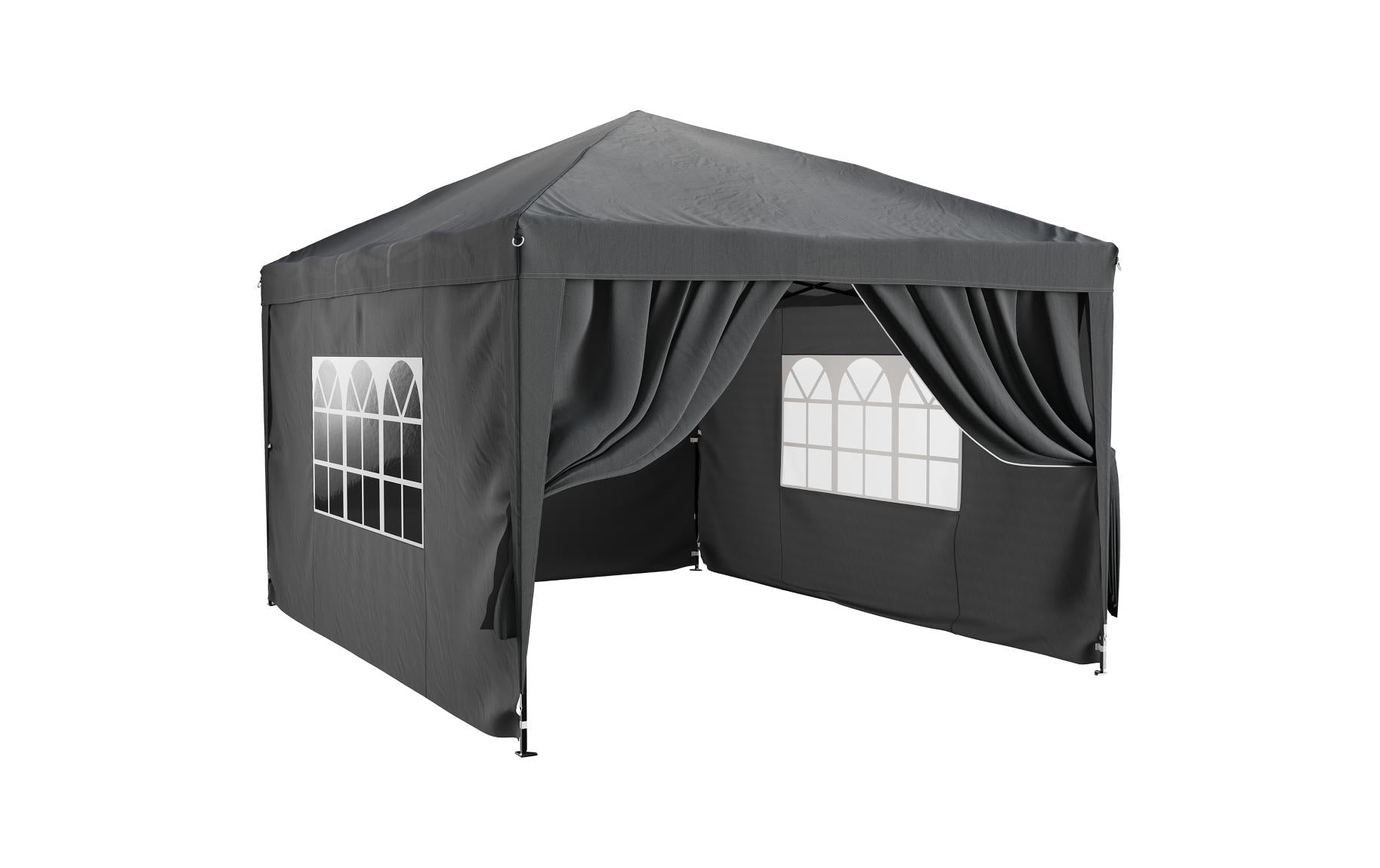 Tristar Pavillon 3 × 4 m – Polyester – Anthrazit – mit abnehmbaren Seitenwänden – 4000 × 2500 × 3000 mm