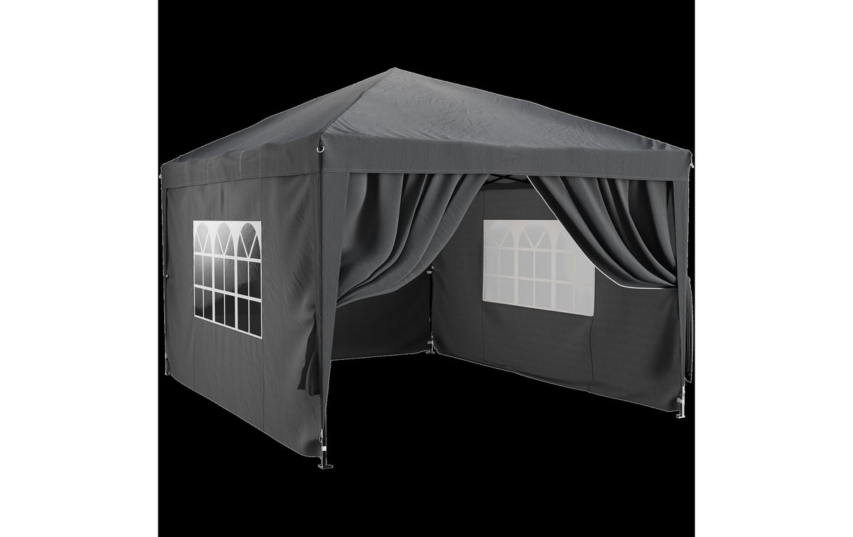 Tristar Pavillon 3 × 4 m – Polyester – Anthrazit – mit abnehmbaren Seitenwänden – 4000 × 2500 × 3000 mm