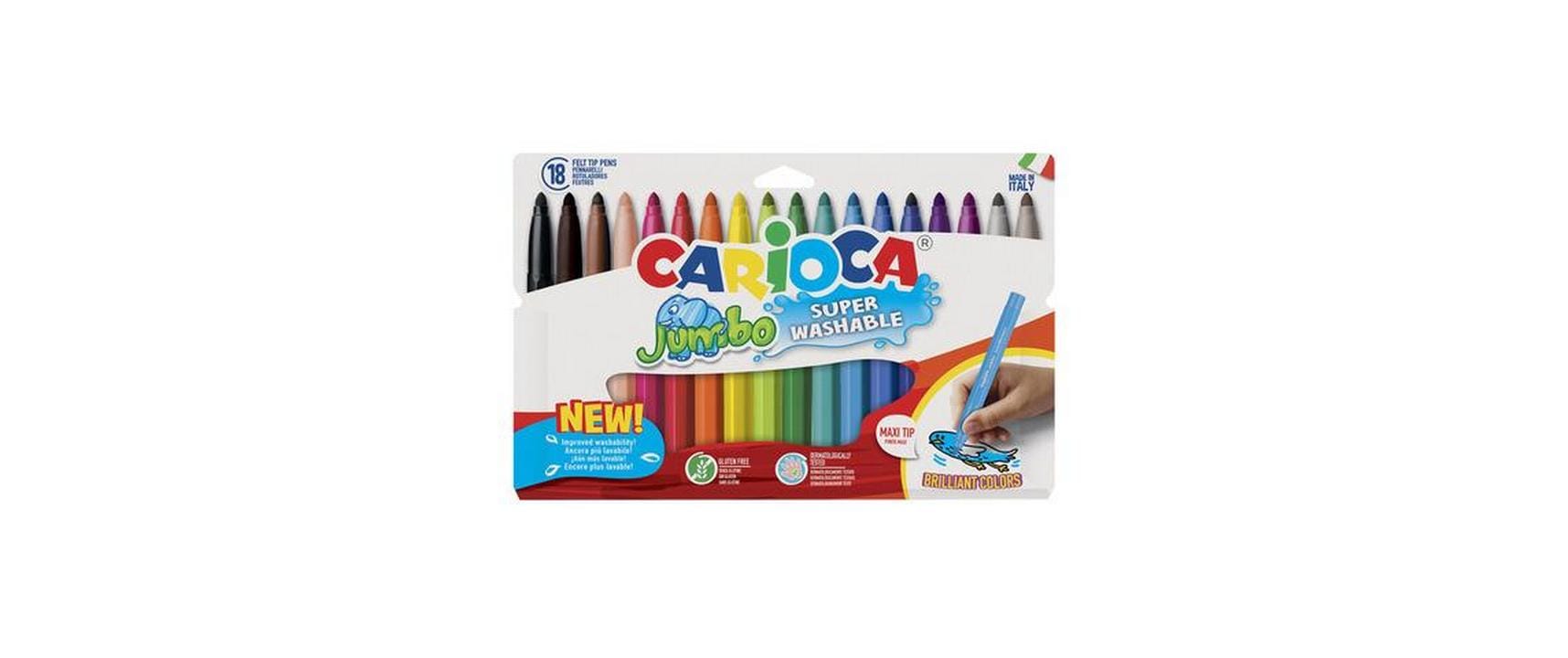 Carioca Jumbo Filzstifte – 6 mm, auswaschbar, 18 Farben