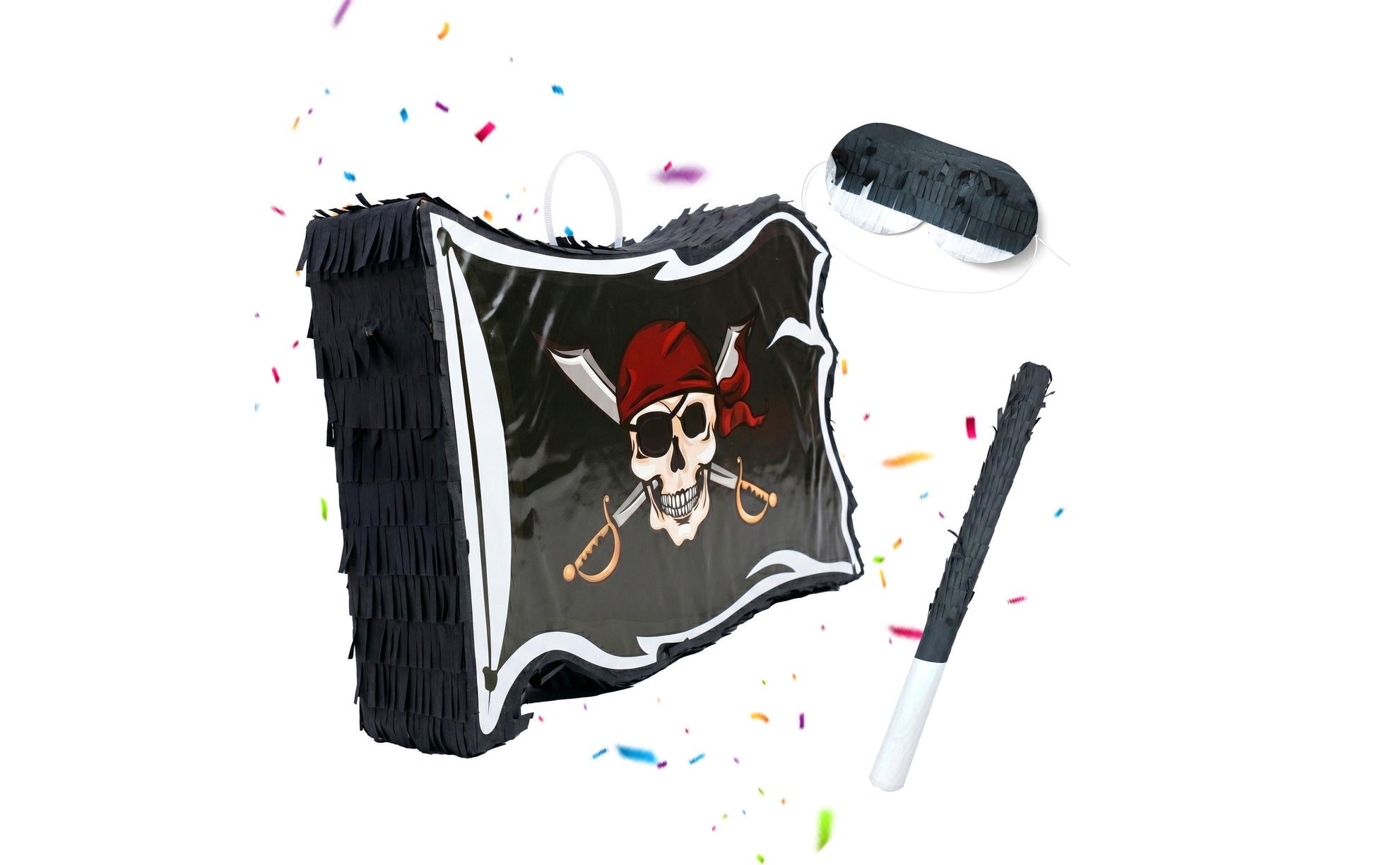 Relaxdays Pinata Pirat – Rot, Schwarz, Weiss – 40 × 35 × 8 cm – Papier/Karton/Kunststoff