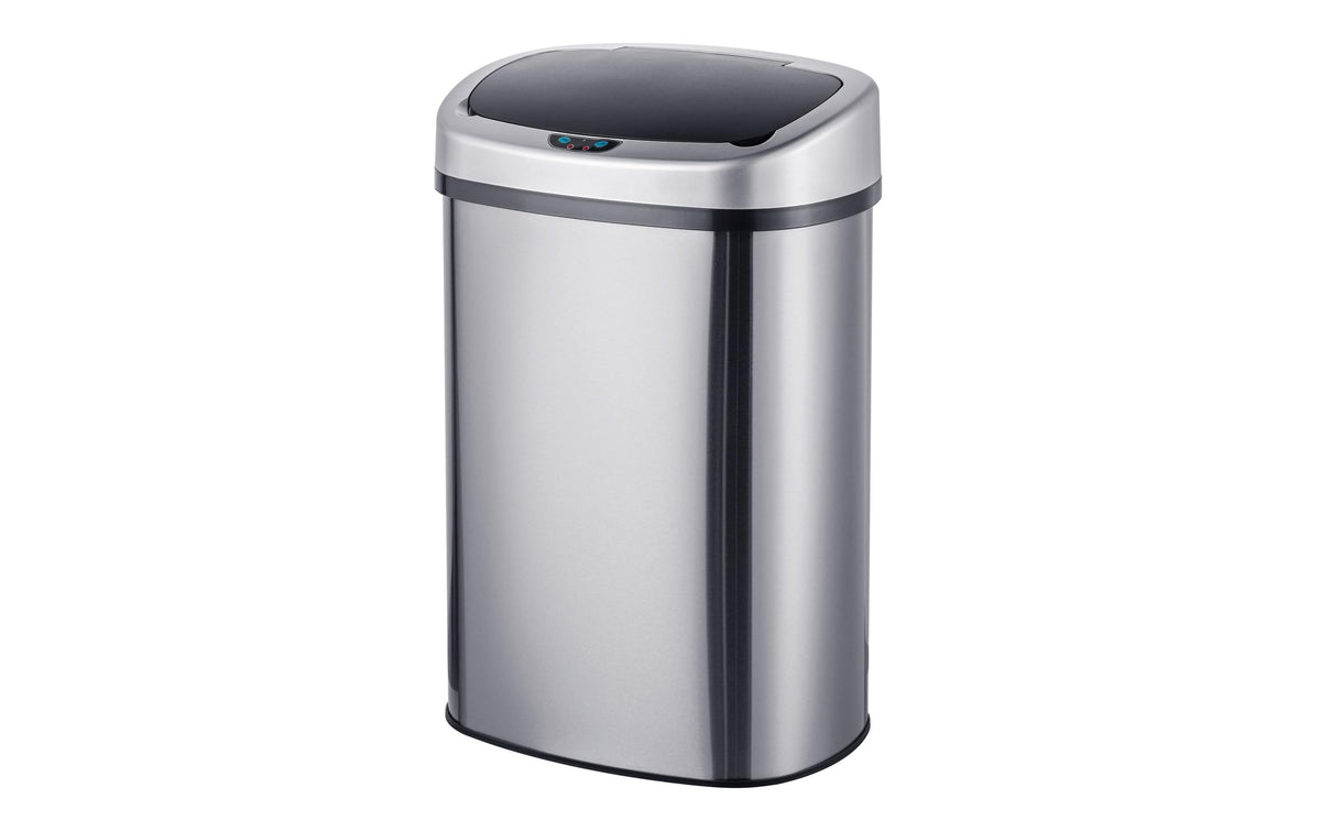 Relaxdays Sensor-Abfalleimer – 50 l – Edelstahl, rechteckig – Schwarz/Silber