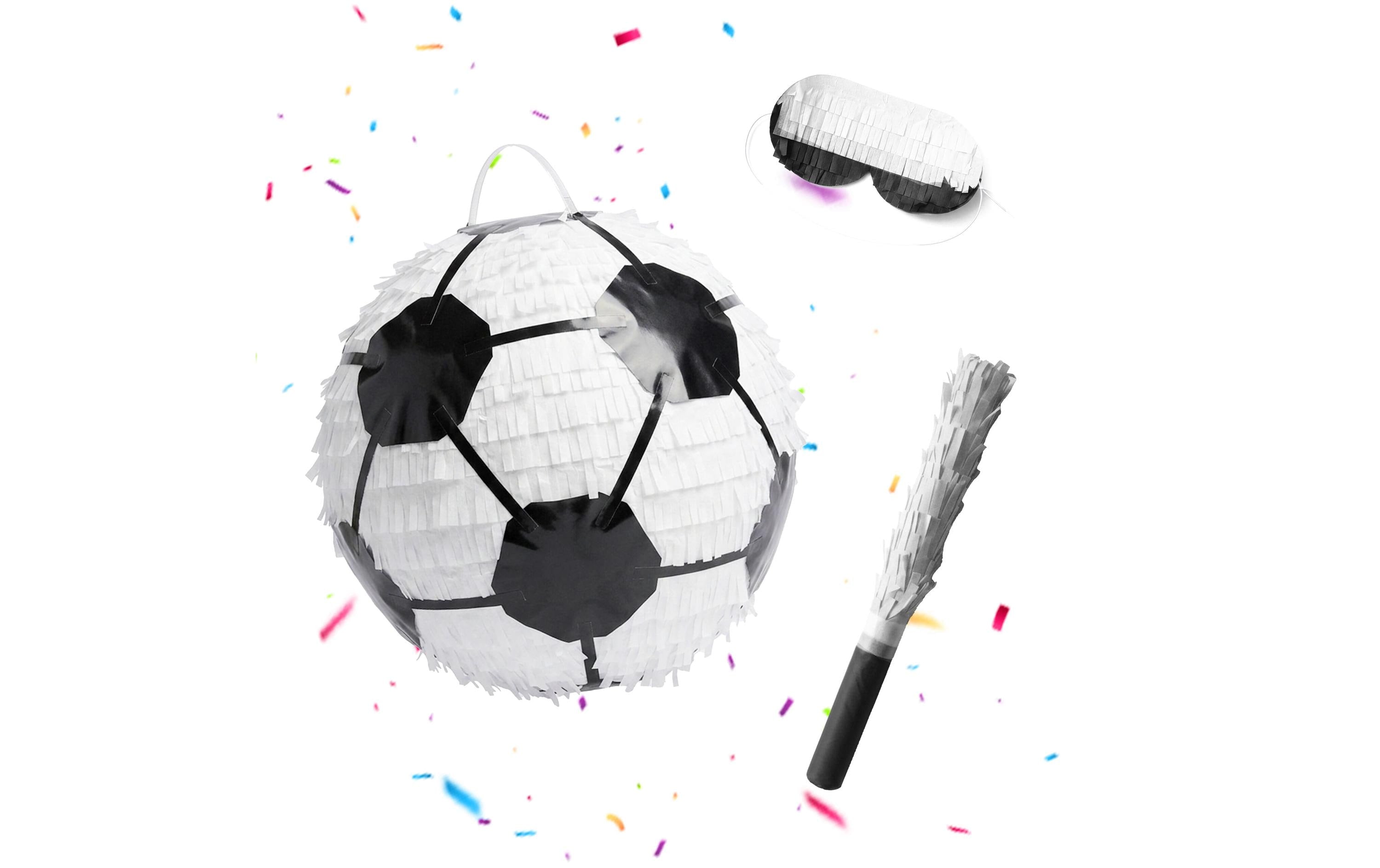 Relaxdays Pinata Fussball – Schwarz/Weiss – Ø 25 cm – Papier/Pappe/Kunststoff