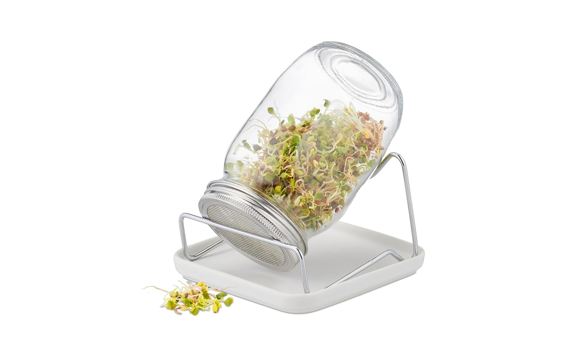 Relaxdays Vorratsdose 850 ml, 15 × 18 × 17,5 cm, Glas/Keramik/Edelstahl, transparent/weiss/silber