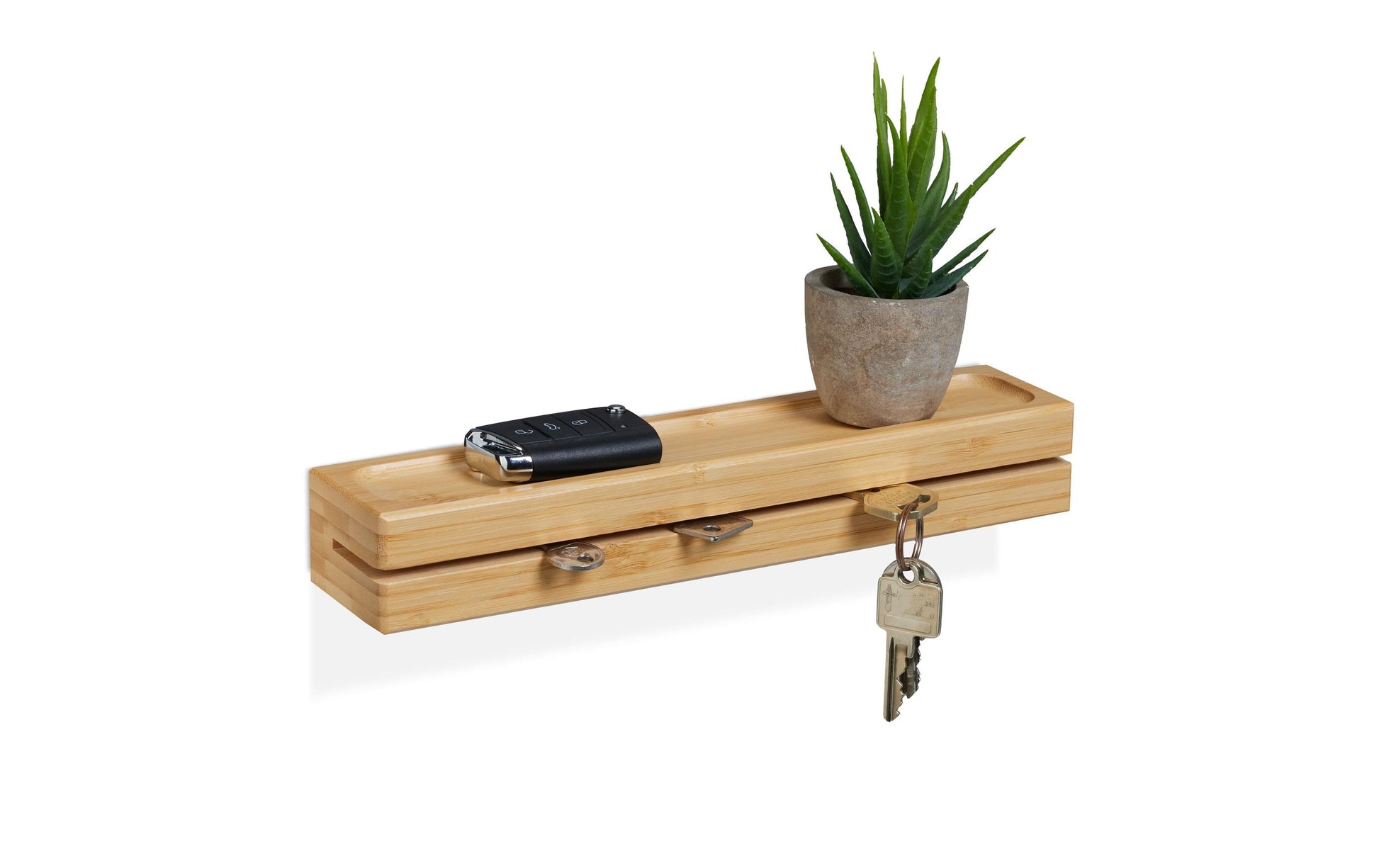 Relaxdays Wandgarderobe mit Ablage – Bambus – natur – 295 × 45 × 60 mm