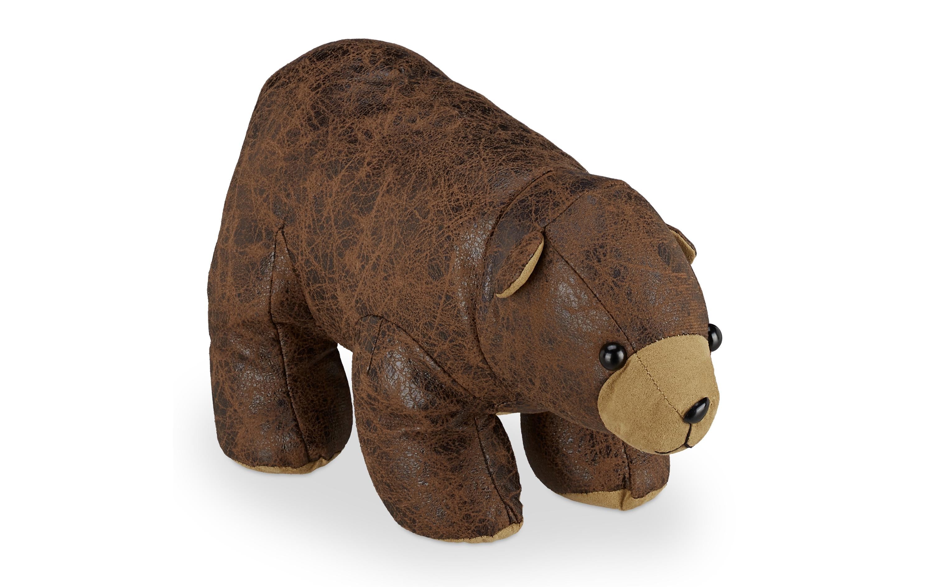 Relaxdays Türstopper Bär – 16 × 17 × 32 cm – Kunststoff & Polyester & Sand, braun