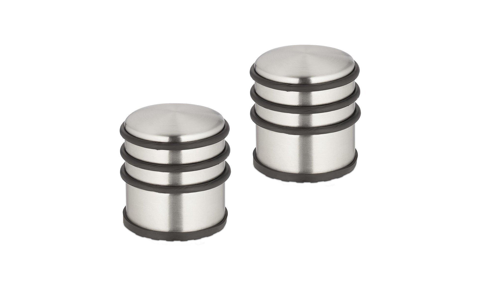 Relaxdays Türstopper – Edelstahl/Eisen/Gummi – Schwarz/Silber – Ø 70 × H 75 mm – 2 Stück