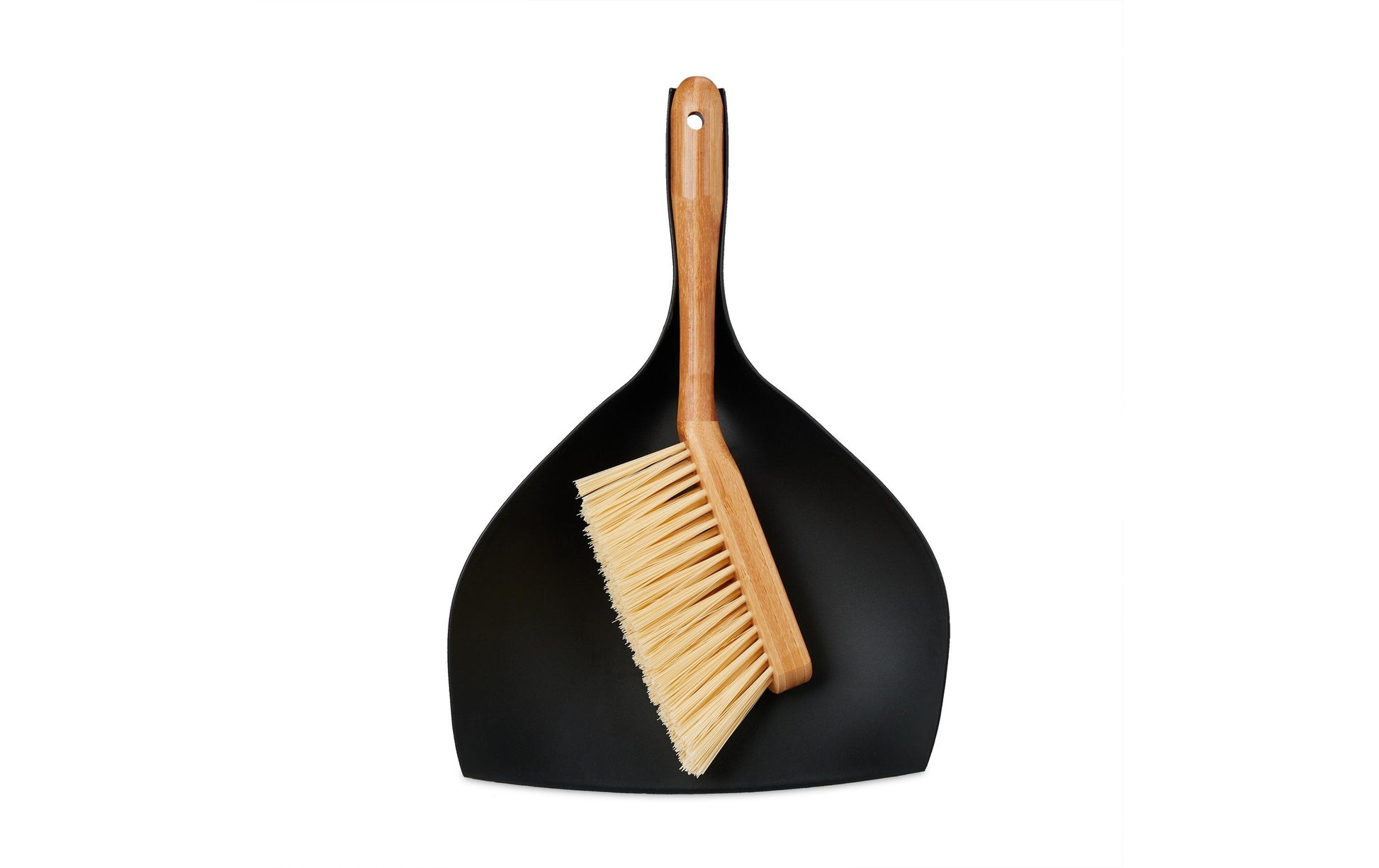 Relaxdays Kehrgarnitur – 25 cm, Bambus/Kunststoff, Schwarz/Braun, 2-teilig
