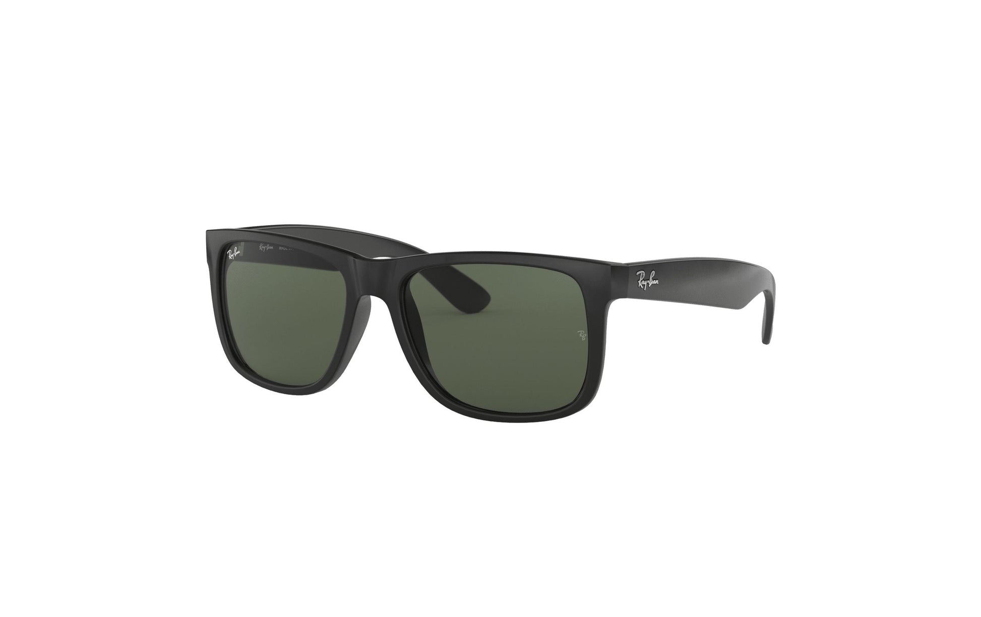 Ray-Ban Sonnenbrille JUSTIN BLACK – Grüne Gläser, UV-Schutz, Kategorie 3, Schwarzer Rahmen