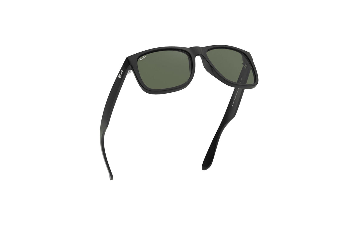Ray-Ban Sonnenbrille JUSTIN BLACK – Grüne Gläser, UV-Schutz, Kategorie 3, Schwarzer Rahmen