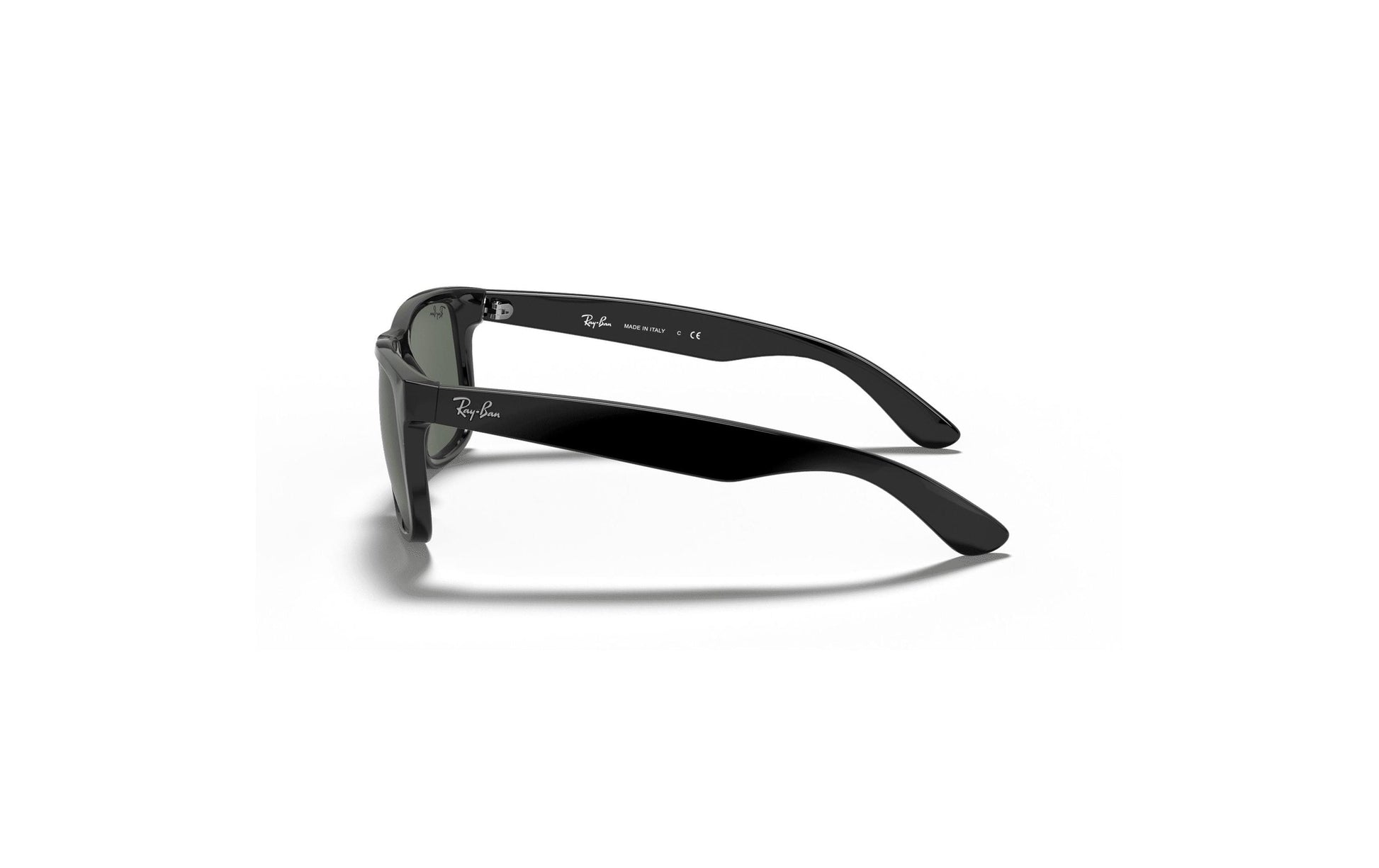 Ray-Ban Sonnenbrille JUSTIN BLACK – Grüne Gläser, UV-Schutz, Kategorie 3, Schwarzer Rahmen