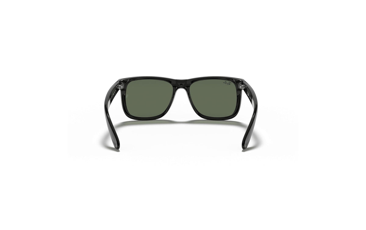 Ray-Ban Sonnenbrille JUSTIN BLACK – Grüne Gläser, UV-Schutz, Kategorie 3, Schwarzer Rahmen