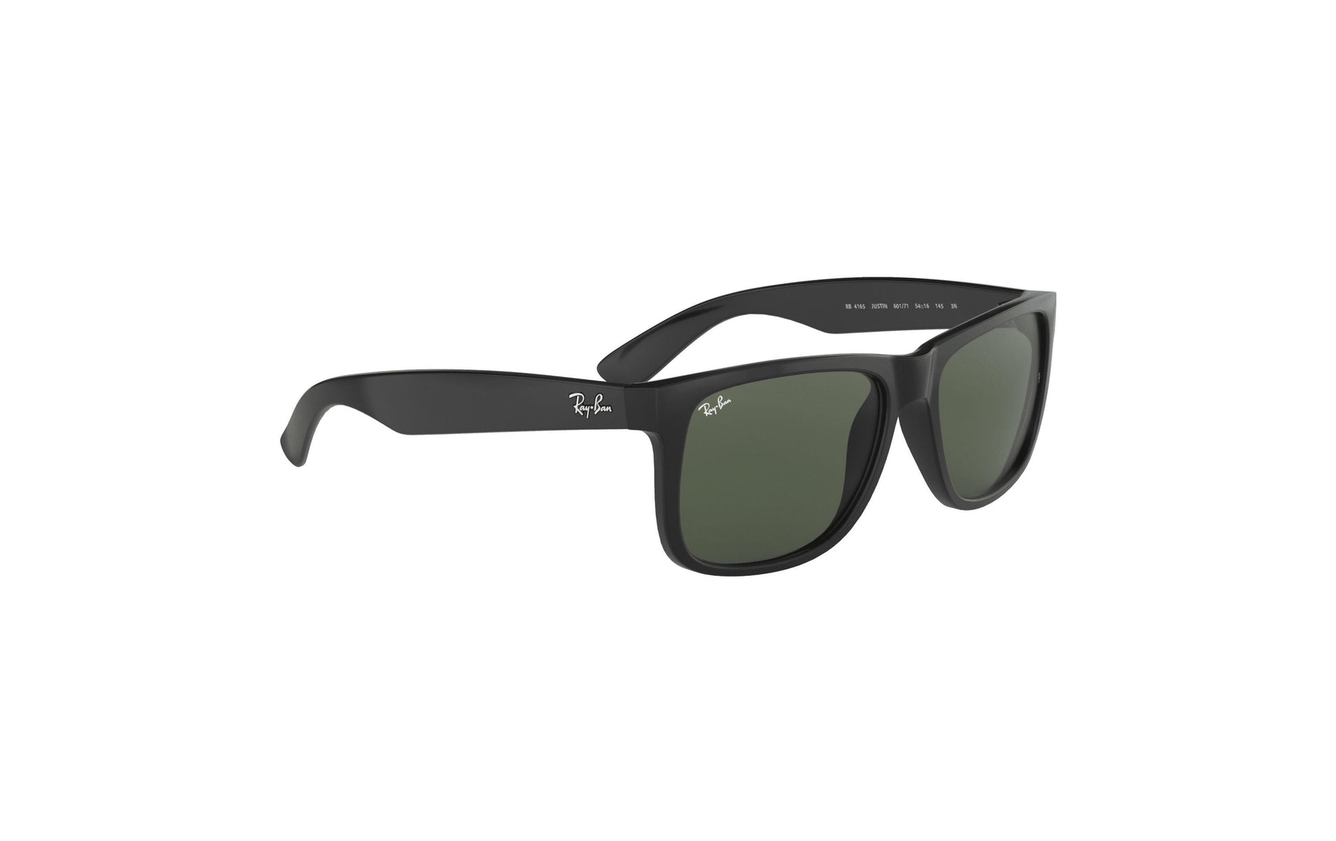 Ray-Ban Sonnenbrille JUSTIN BLACK – Grüne Gläser, UV-Schutz, Kategorie 3, Schwarzer Rahmen