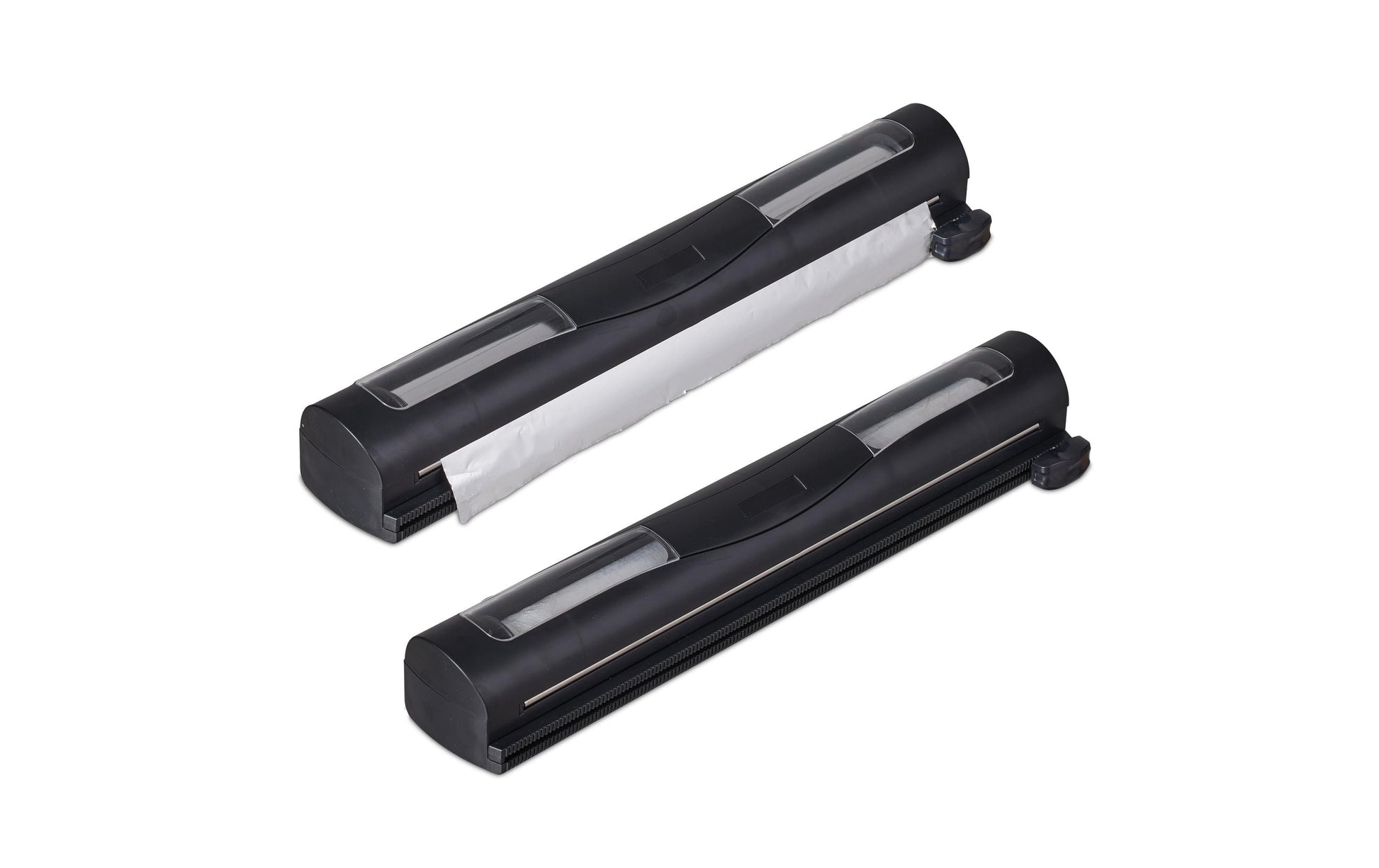 Relaxdays Folienschneider 2er-Set, 37 × 8 × 5 cm, Kunststoff/Edelstahl, Schwarz