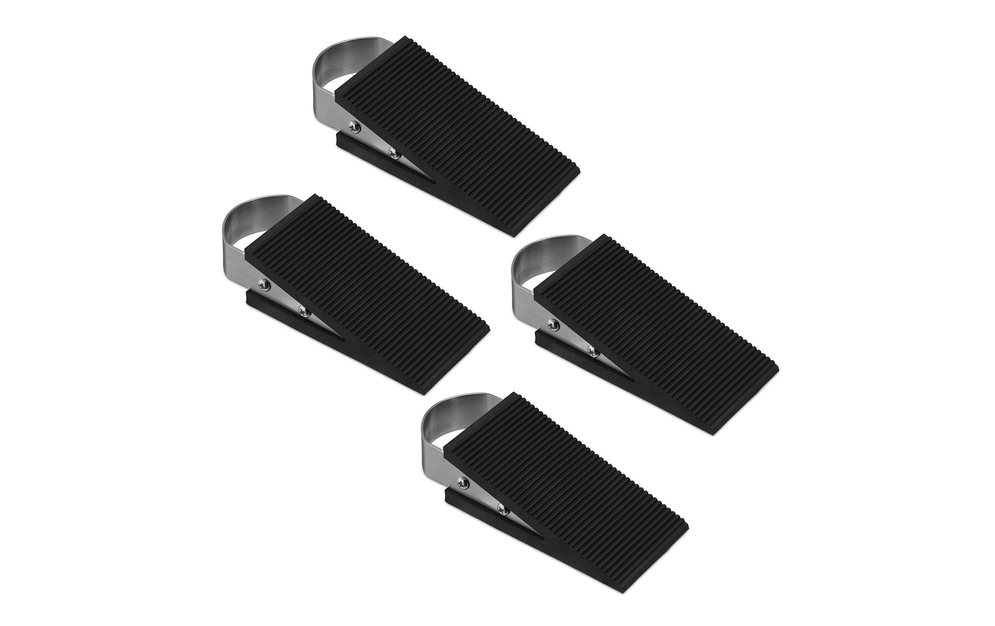 Relaxdays Türstopper – Edelstahl – Schwarz/Silber – 125 × 50 mm – 4 Stück