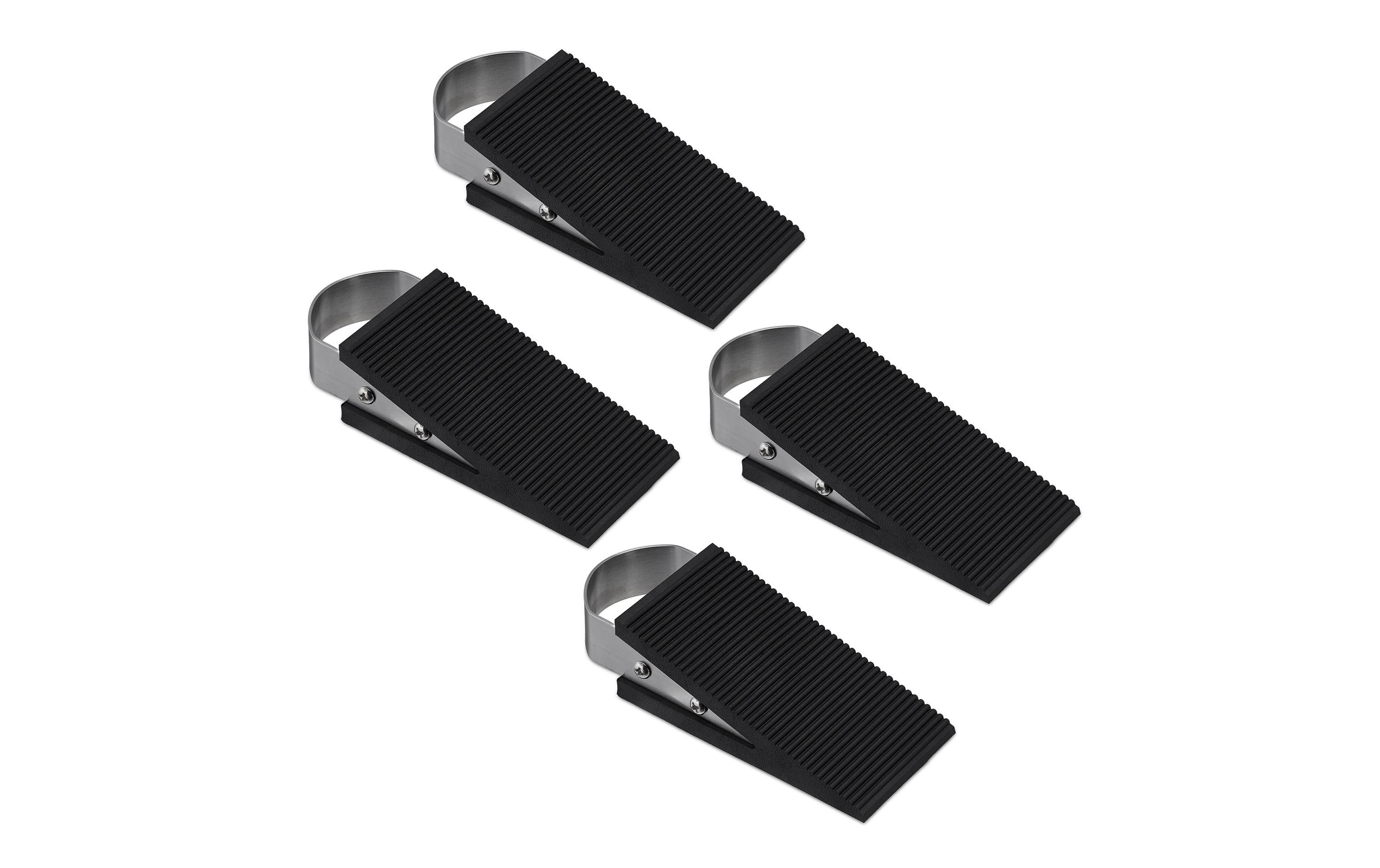 Relaxdays Türstopper – Edelstahl – Schwarz/Silber – 125 × 50 mm – 4 Stück