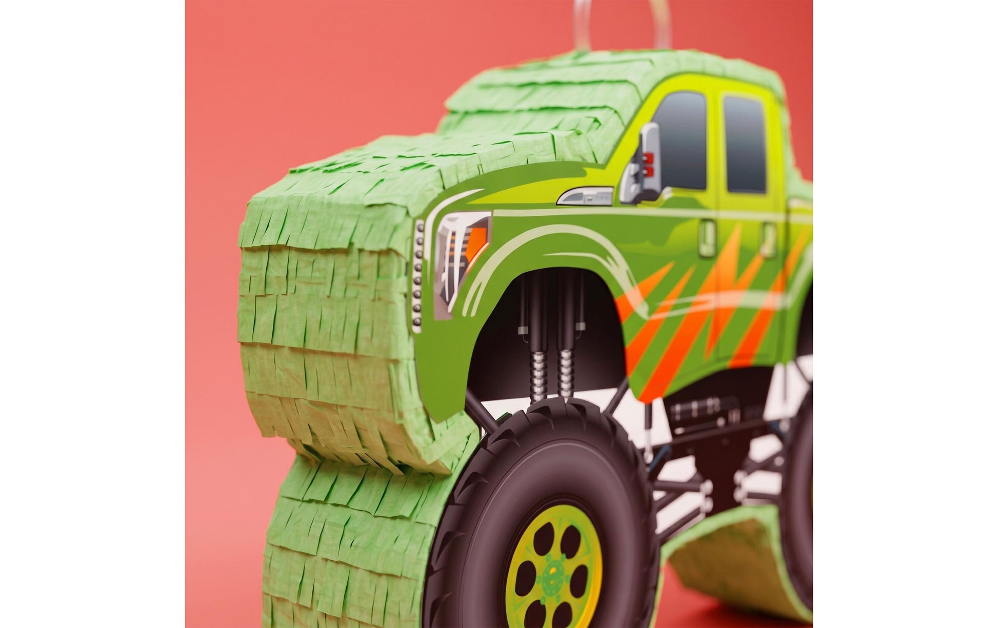 Relaxdays Pinata Monstertruck – Grün, Rot, Schwarz – 40 × 6 × 6 cm – Papier/Pappe/Kunststoff