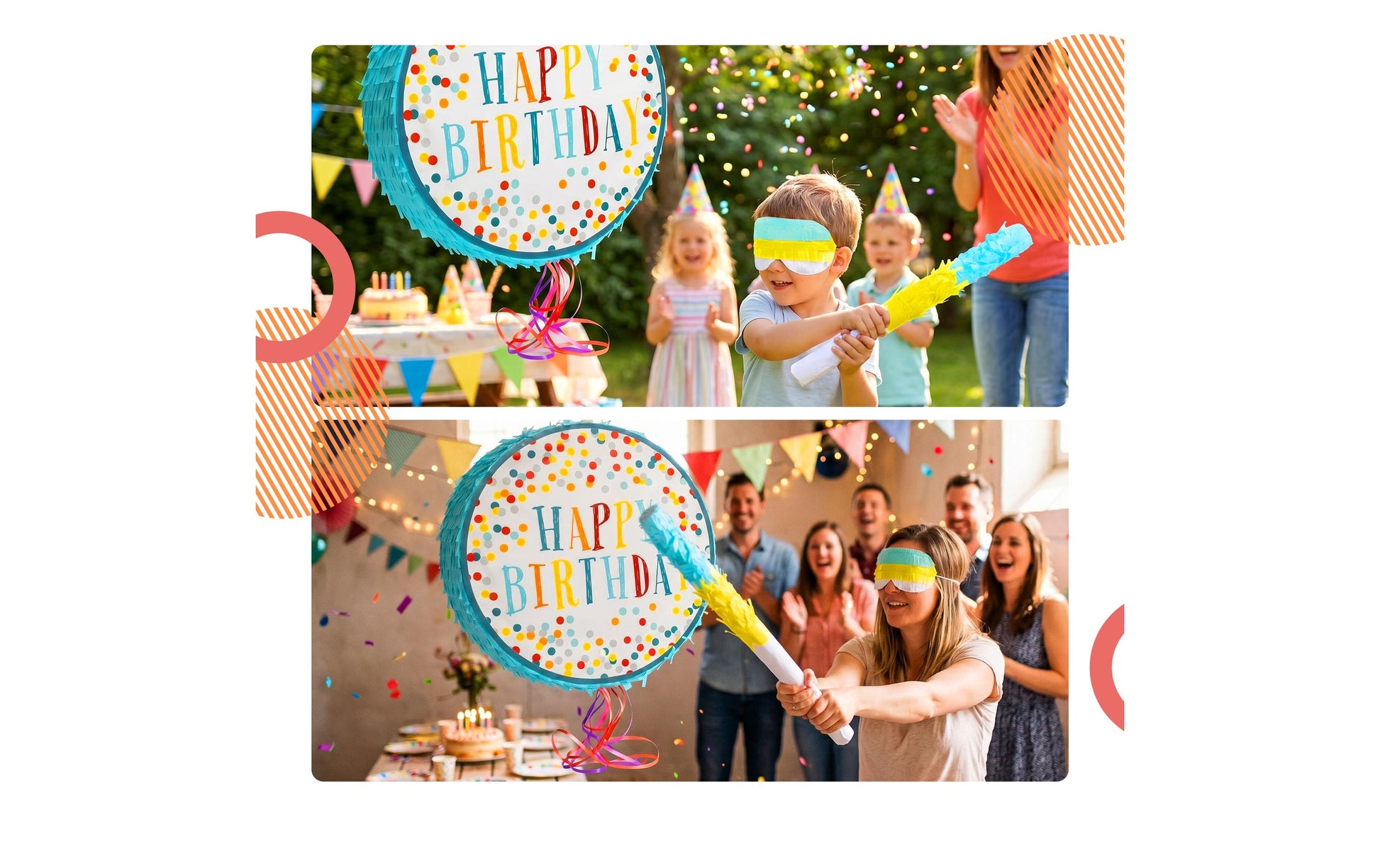 Relaxdays Pinata Happy Birthday – mehrfarbig – Ø 40 cm × 9 cm – Papier/Pappe/Kunststoff