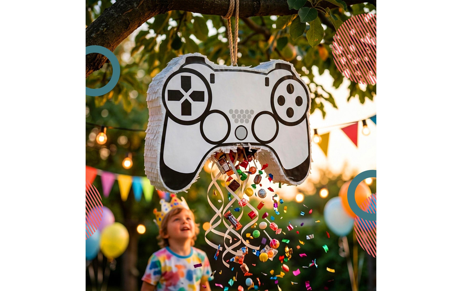 Relaxdays Pinata Gaming – mehrfarbig – 42 × 8 cm – Papier/Pappe/Kunststoff