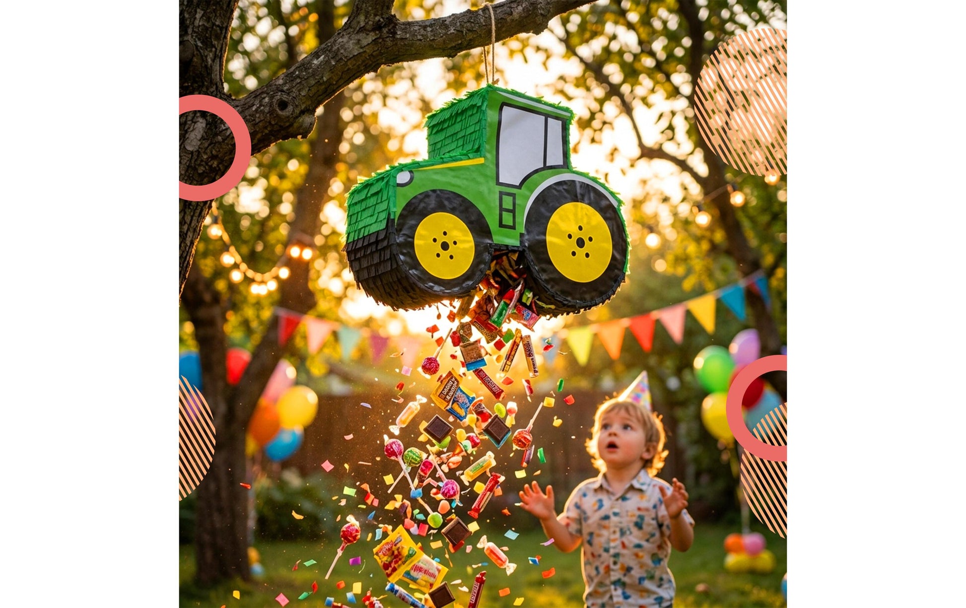 Relaxdays Pinata Traktor – mehrfarbig – 40 × 40 × 12 cm – Papier/Pappe/Kunststoff