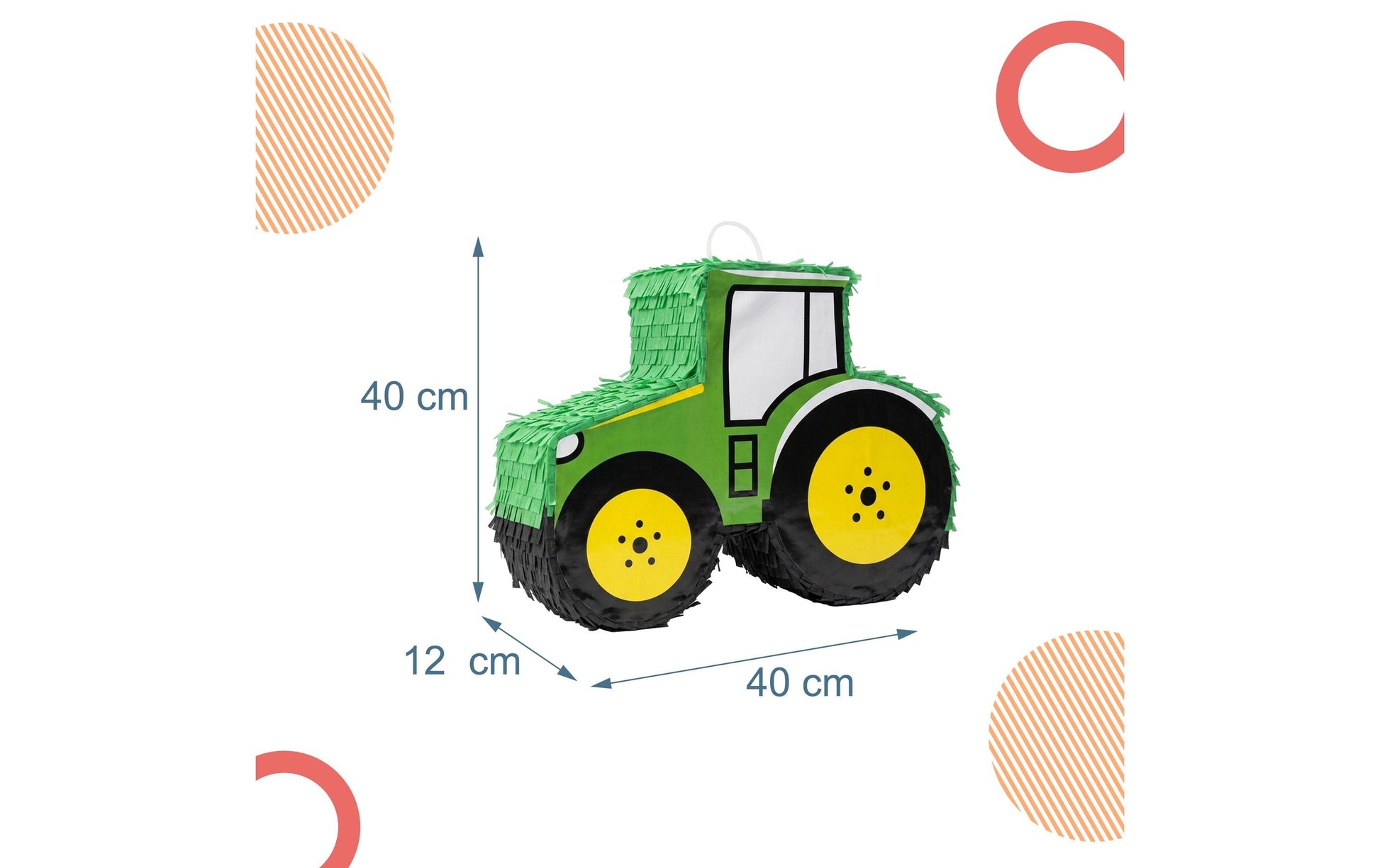 Relaxdays Pinata Traktor – mehrfarbig – 40 × 40 × 12 cm – Papier/Pappe/Kunststoff