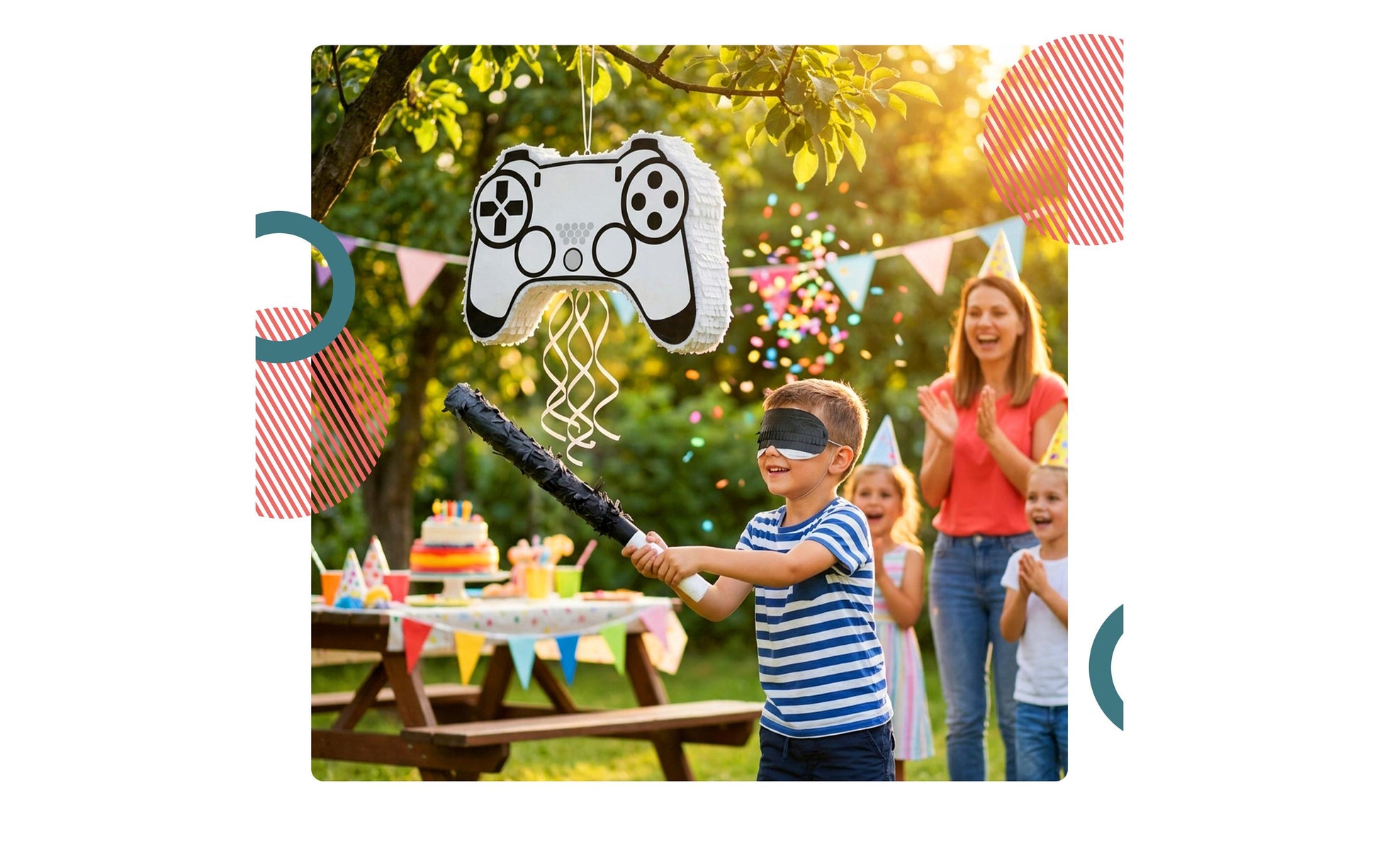 Relaxdays Pinata Gaming – mehrfarbig – 42 × 8 cm – Papier/Pappe/Kunststoff