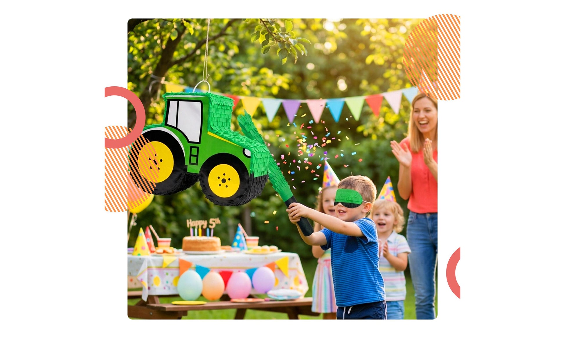 Relaxdays Pinata Traktor – mehrfarbig – 40 × 40 × 12 cm – Papier/Pappe/Kunststoff