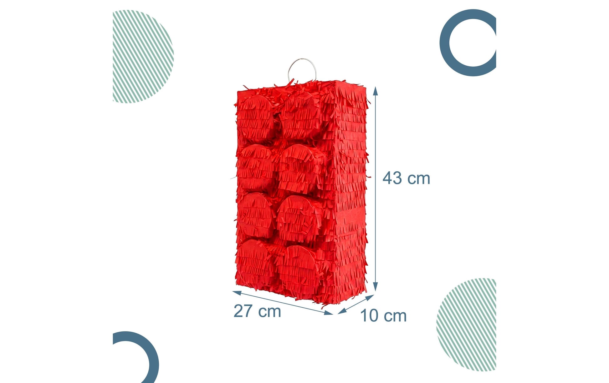 Relaxdays Pinata Baustein – Gelb/Rot – 27 × 43 × 10 cm – Papier/Pappe/Kunststoff