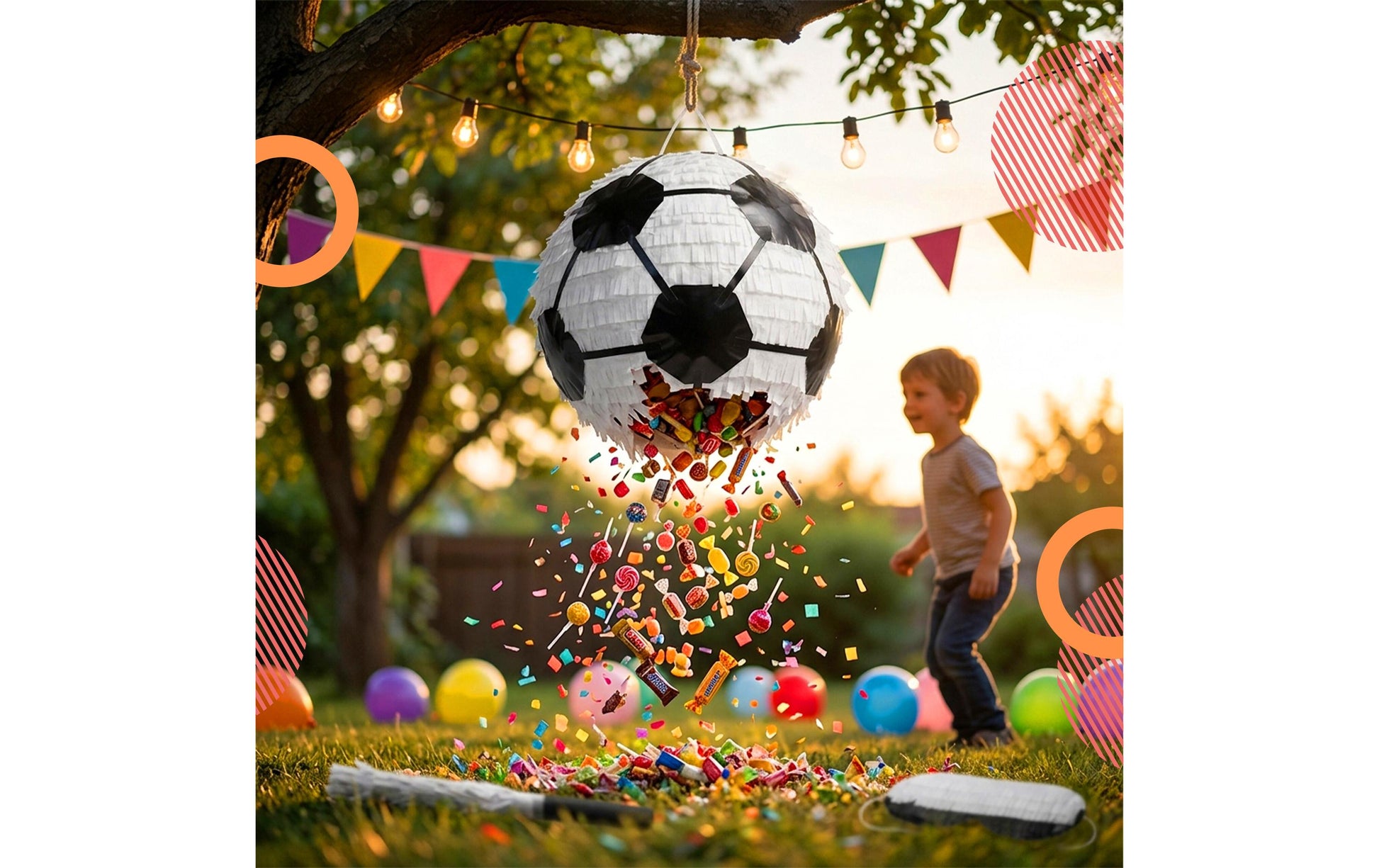 Relaxdays Pinata Fussball – Schwarz/Weiss – Ø 25 cm – Papier/Pappe/Kunststoff