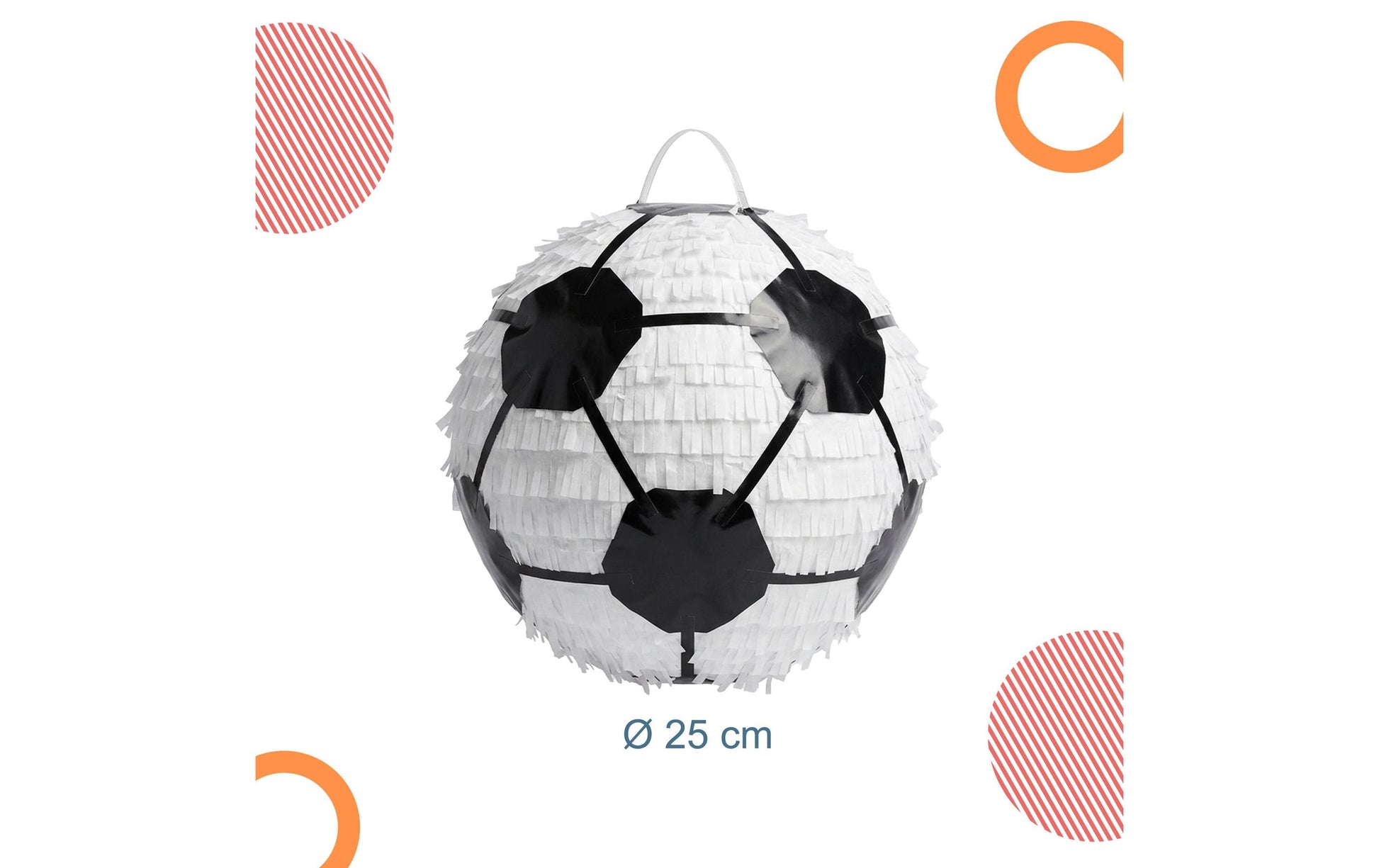 Relaxdays Pinata Fussball – Schwarz/Weiss – Ø 25 cm – Papier/Pappe/Kunststoff