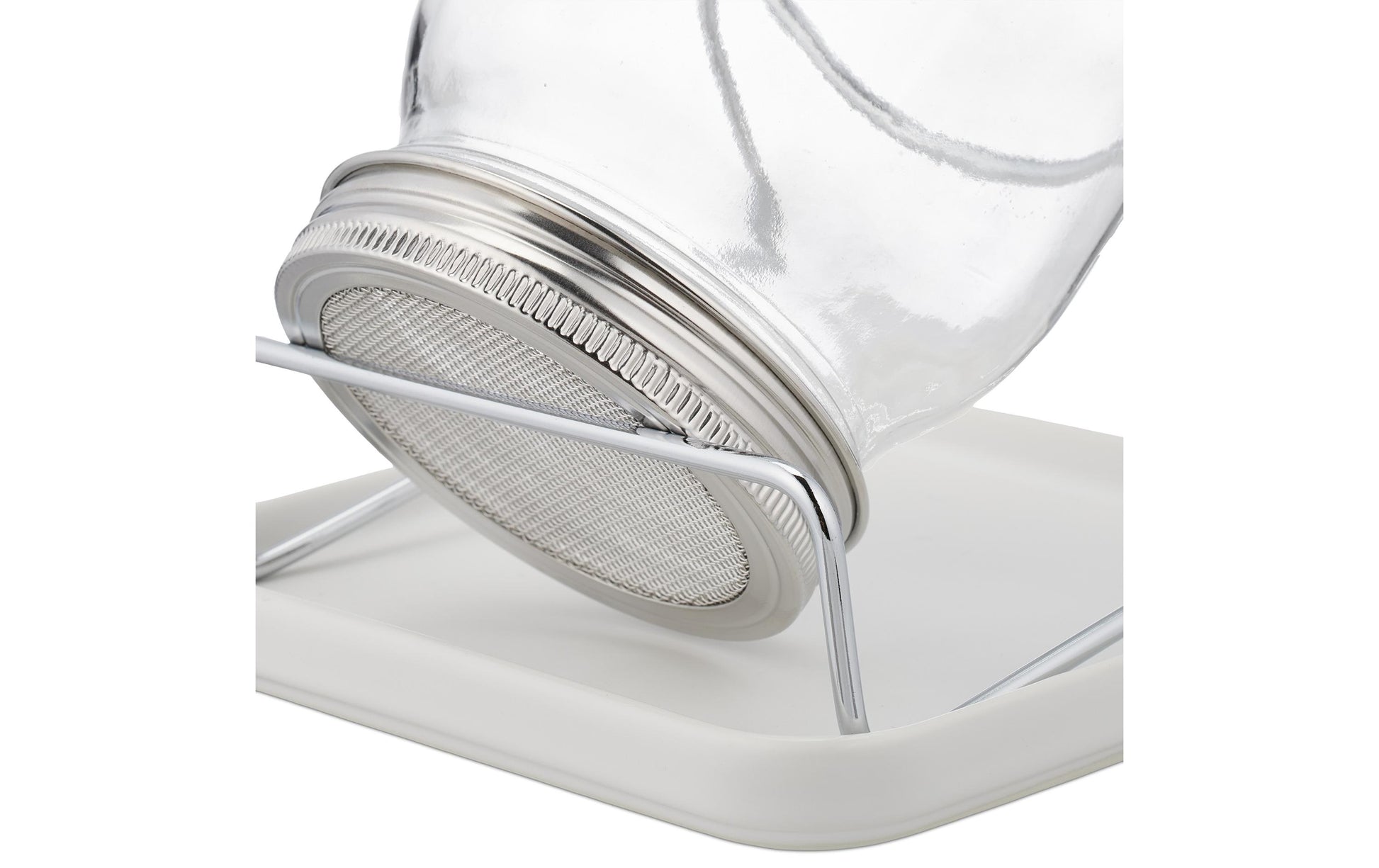 Relaxdays Vorratsdose 850 ml, 15 × 18 × 17,5 cm, Glas/Keramik/Edelstahl, transparent/weiss/silber