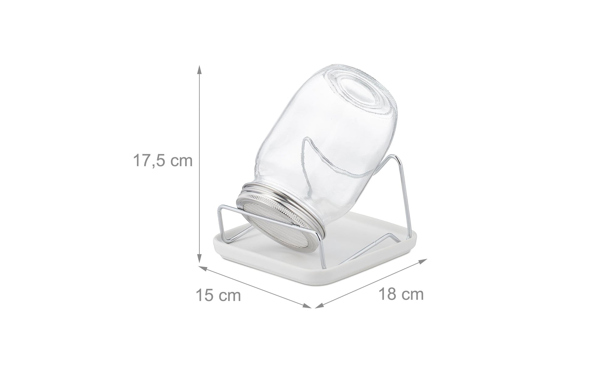 Relaxdays Vorratsdose 850 ml, 15 × 18 × 17,5 cm, Glas/Keramik/Edelstahl, transparent/weiss/silber