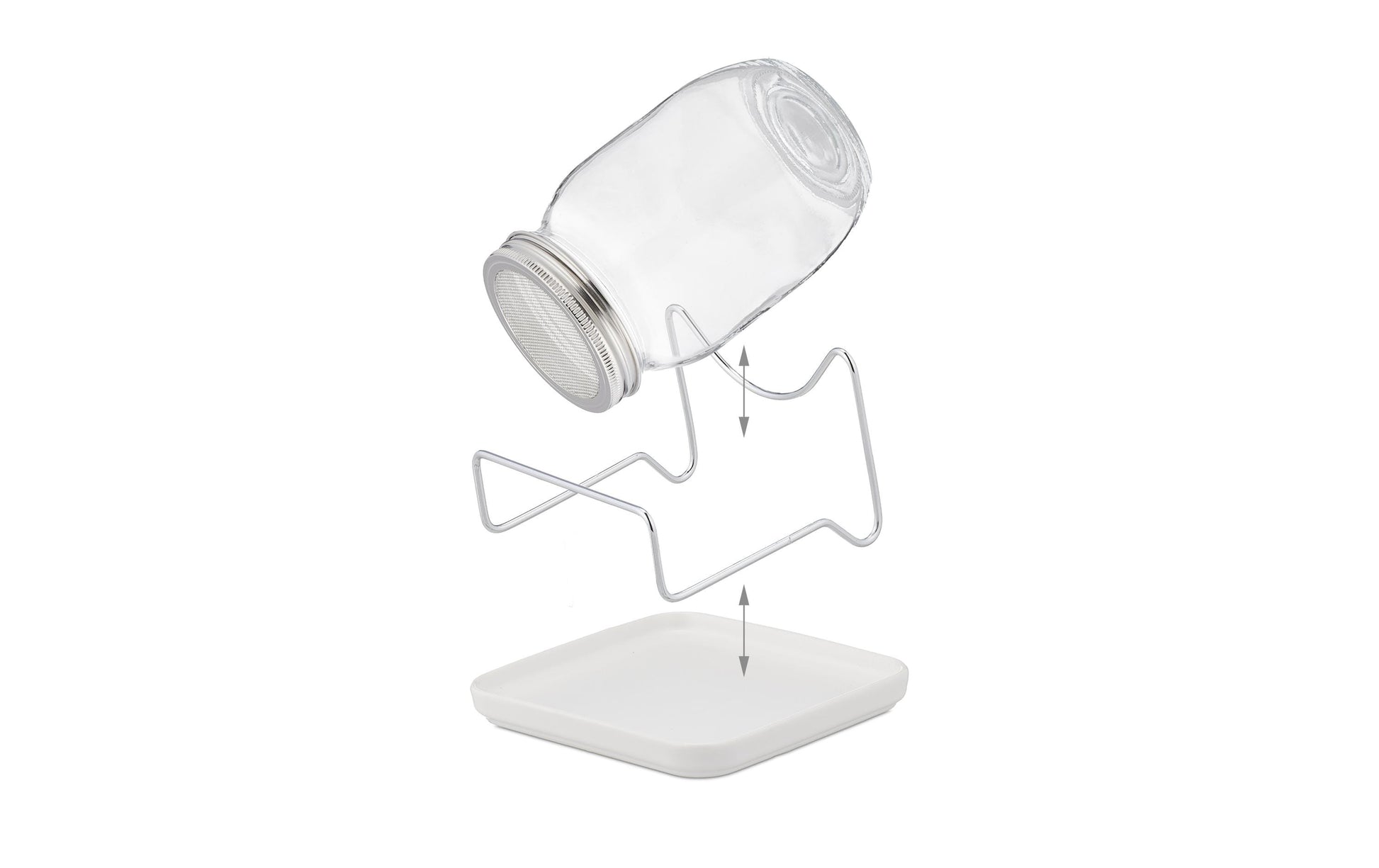 Relaxdays Vorratsdose 850 ml, 15 × 18 × 17,5 cm, Glas/Keramik/Edelstahl, transparent/weiss/silber