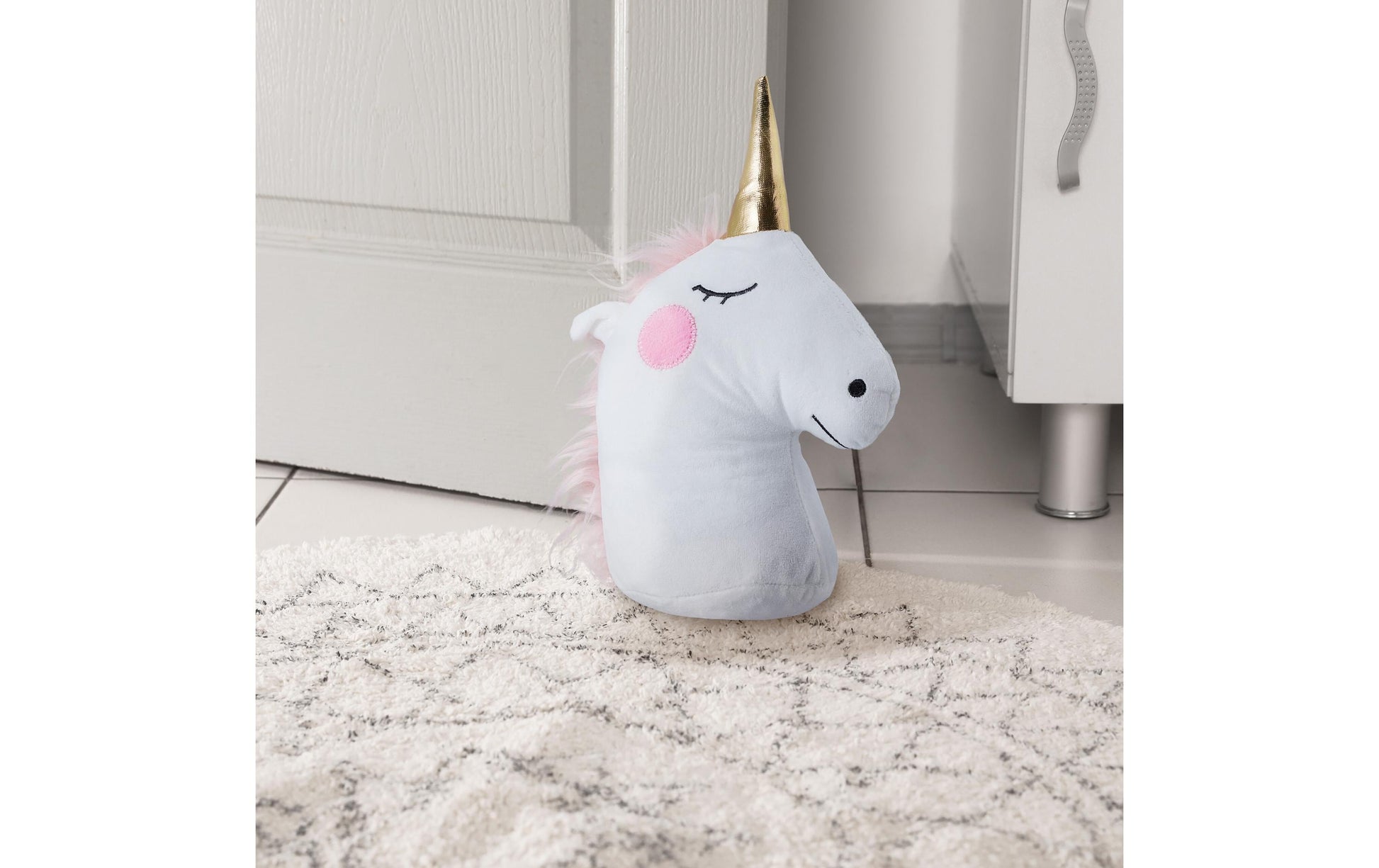 Relaxdays Türstopper – Kunststoff/Polyester/Sand – Gold/Rosa/Weiss – Ø 180 × 100 mm