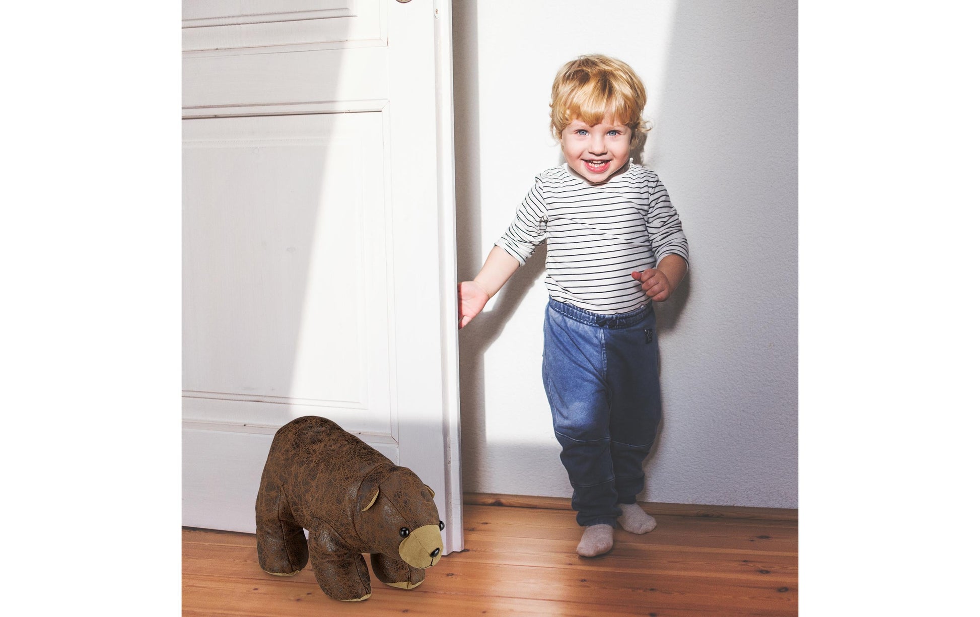 Relaxdays Türstopper Bär – 16 × 17 × 32 cm – Kunststoff & Polyester & Sand, braun