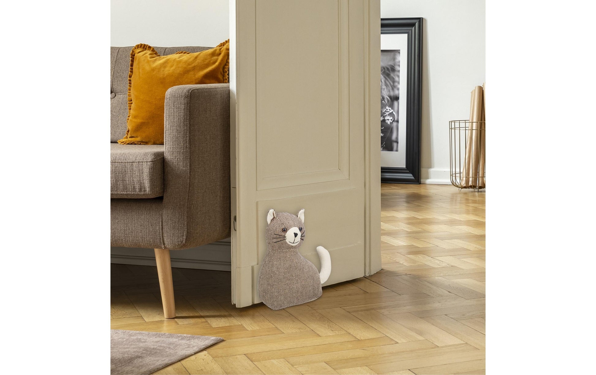 Relaxdays Türstopper – Polyester/Sand – beige/braun – 220 × 255 × 100 mm