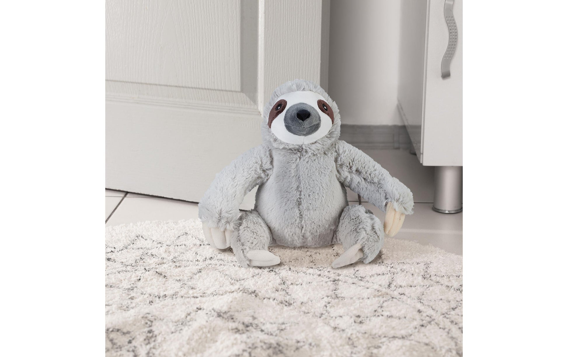 Relaxdays Faultier Türstopper – Polyester/Kunststoff/Sand – Braun/Grau/Weiss – 210 × 220 × 180 mm