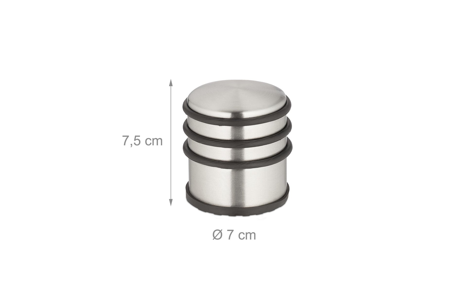 Relaxdays Türstopper – Edelstahl/Eisen/Gummi – Schwarz/Silber – Ø 70 × H 75 mm – 2 Stück
