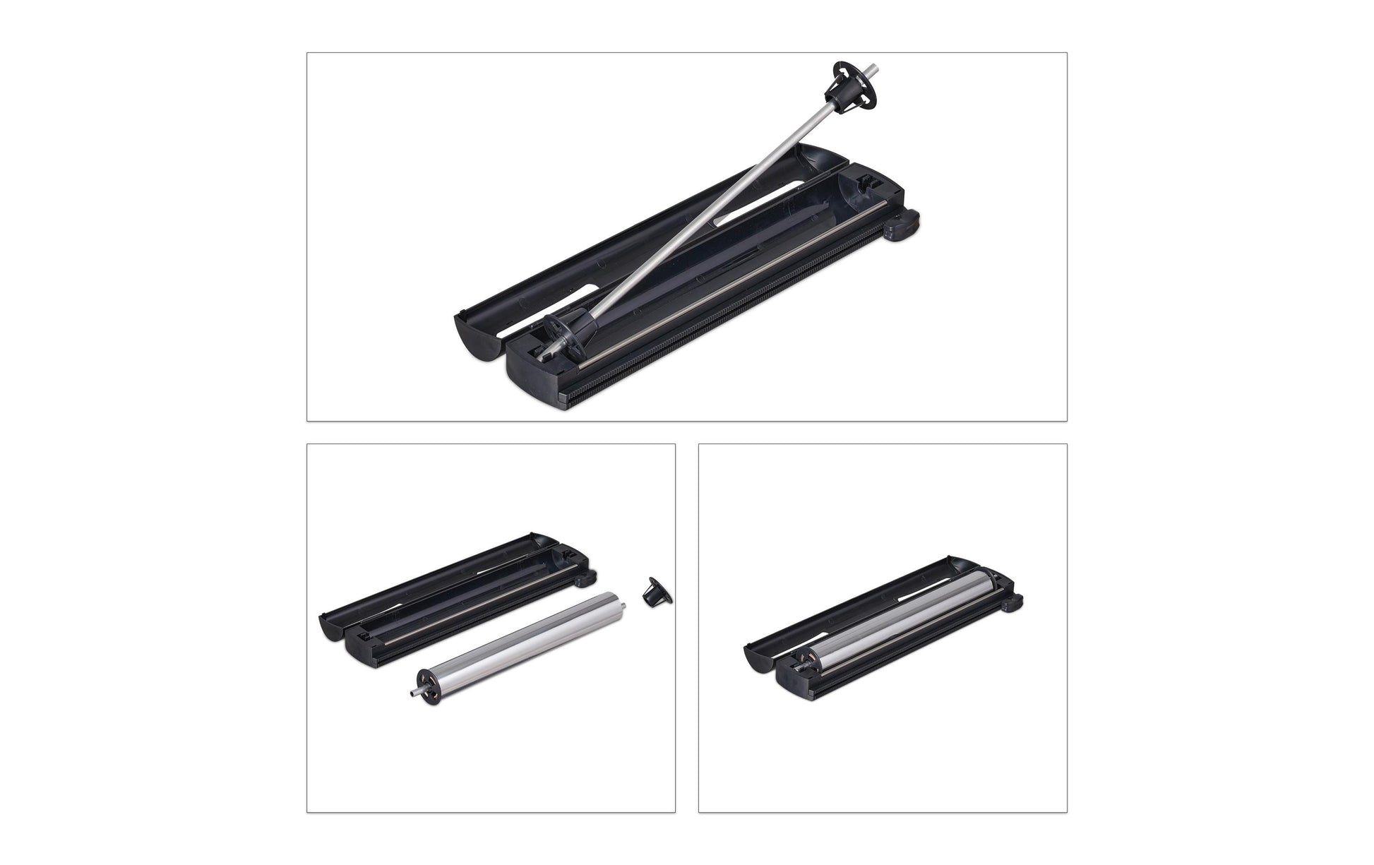 Relaxdays Folienschneider 2er-Set, 37 × 8 × 5 cm, Kunststoff/Edelstahl, Schwarz