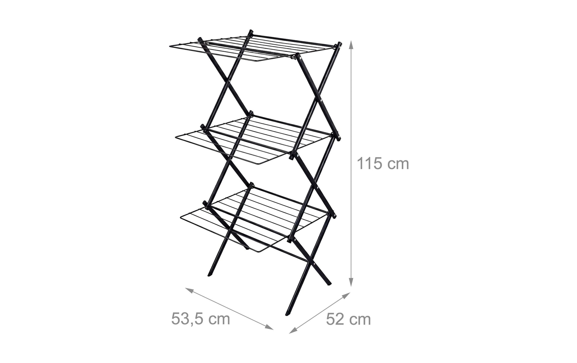 Relaxdays Wäscheständer (Turmtrockner) – 2 m Leinenlänge – Schwarz – 115,0 cm