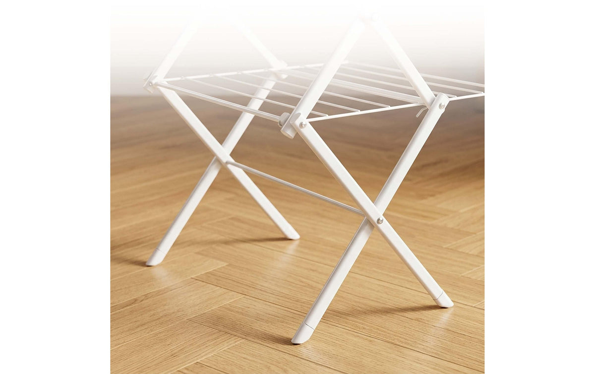 Relaxdays Wäscheständer (3 Ebenen, Leinenlänge 2000 mm) – Eisen/Kunststoff – Weiss – 535 × 1150 × 520 mm