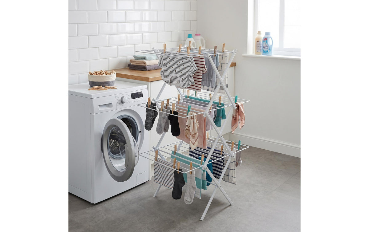Relaxdays Wäscheständer (Turmtrockner) – 2 m Leinenlänge – Schwarz – 115,0 cm