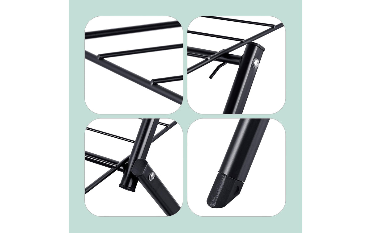 Relaxdays Wäscheständer (Turmtrockner) – 2 m Leinenlänge – Schwarz – 115,0 cm