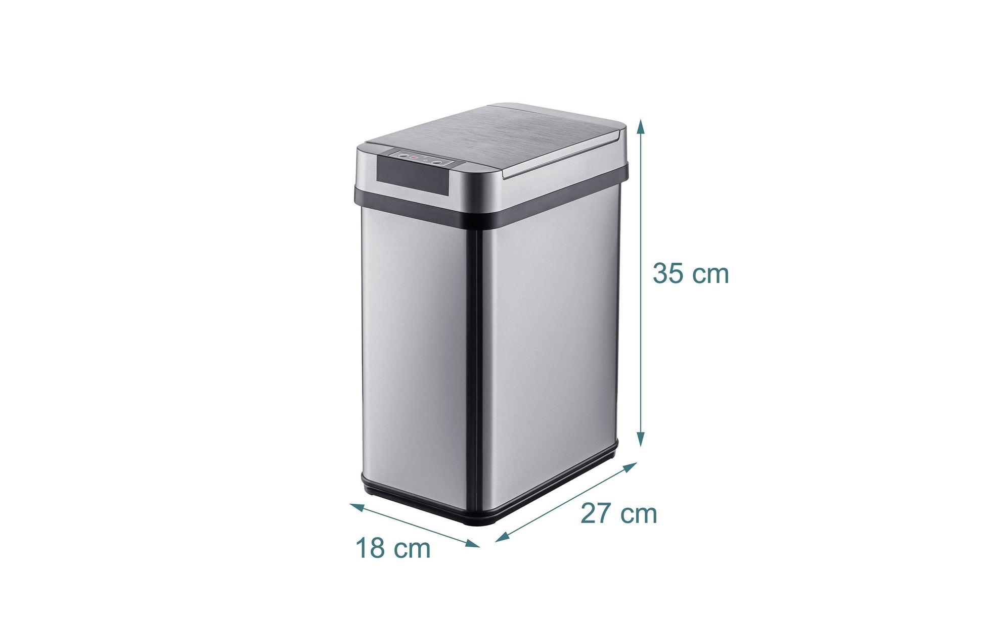 Relaxdays Sensor-Abfalleimer – 12 l – Edelstahl/Kunststoff, rechteckig
