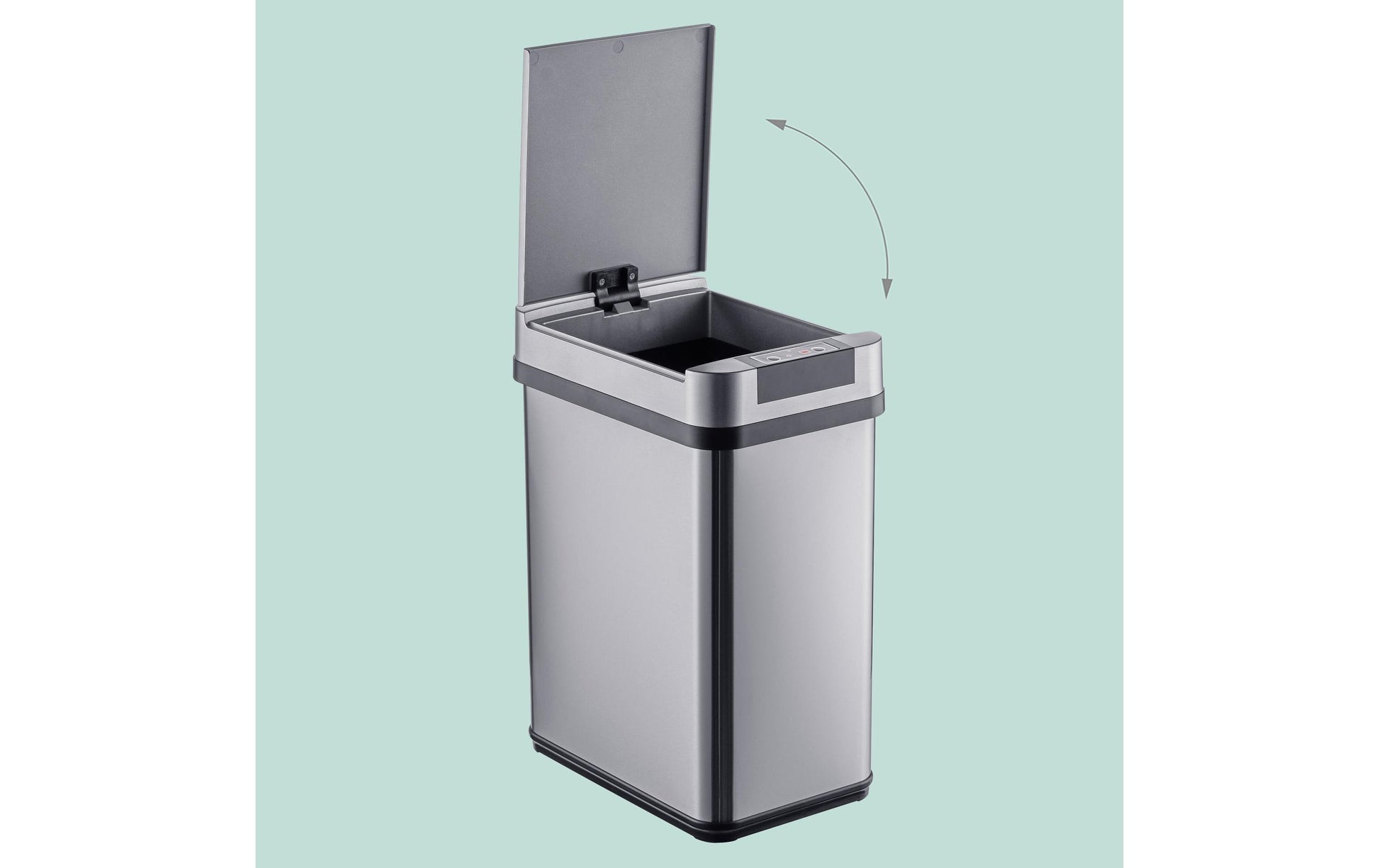 Relaxdays Sensor-Abfalleimer – 12 l – Edelstahl/Kunststoff, rechteckig