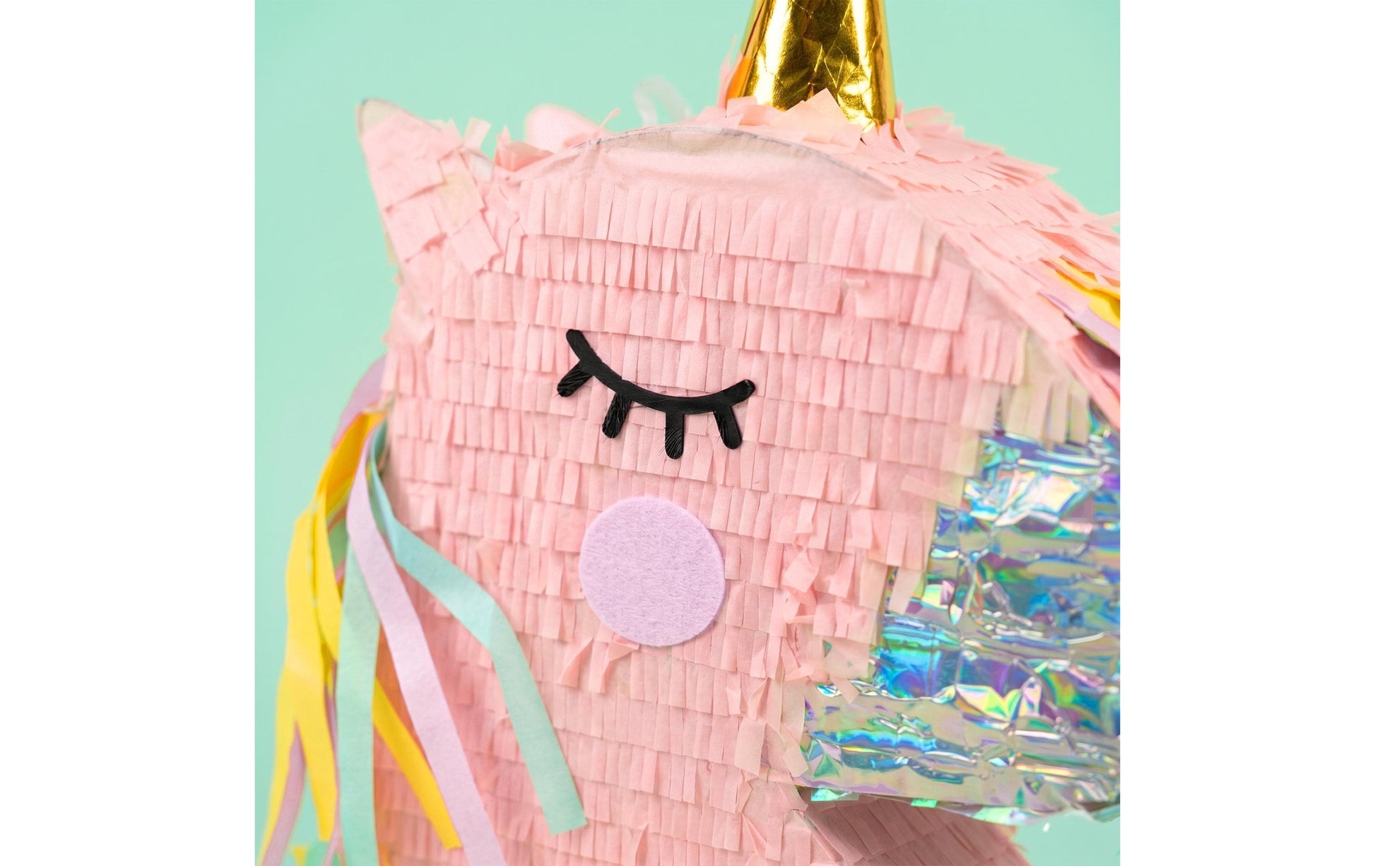 Relaxdays Pinata Einhorn – Gold, Rosa – 43 × 10 × 10 cm – Papier/Karton/Kunststoff