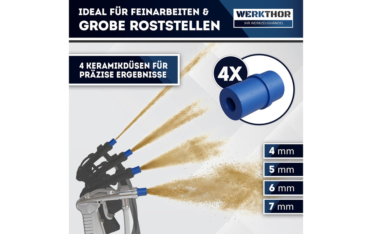 Werkthor Sandstrahlkabine – 90 l, Betriebsdruck 8,3 bar