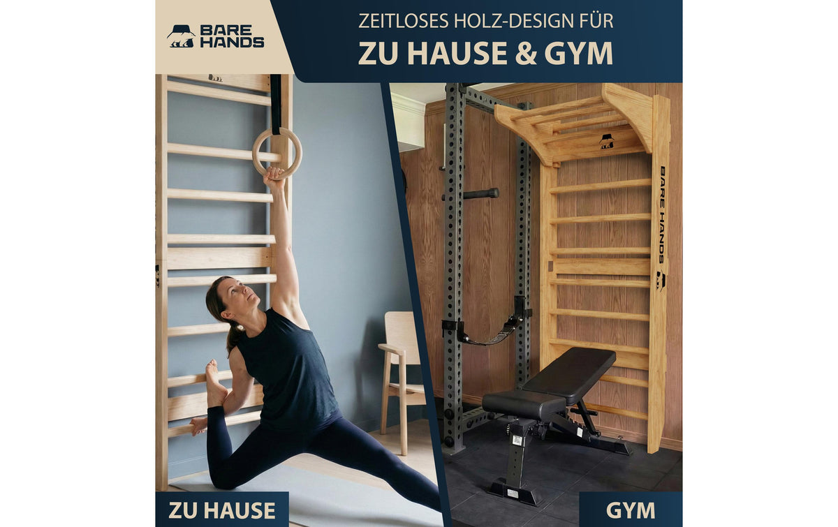Bare hands Sprossenwand – Stahl, Hellbraun, Belastbar bis 200 kg, für Türrahmen 63–96 cm