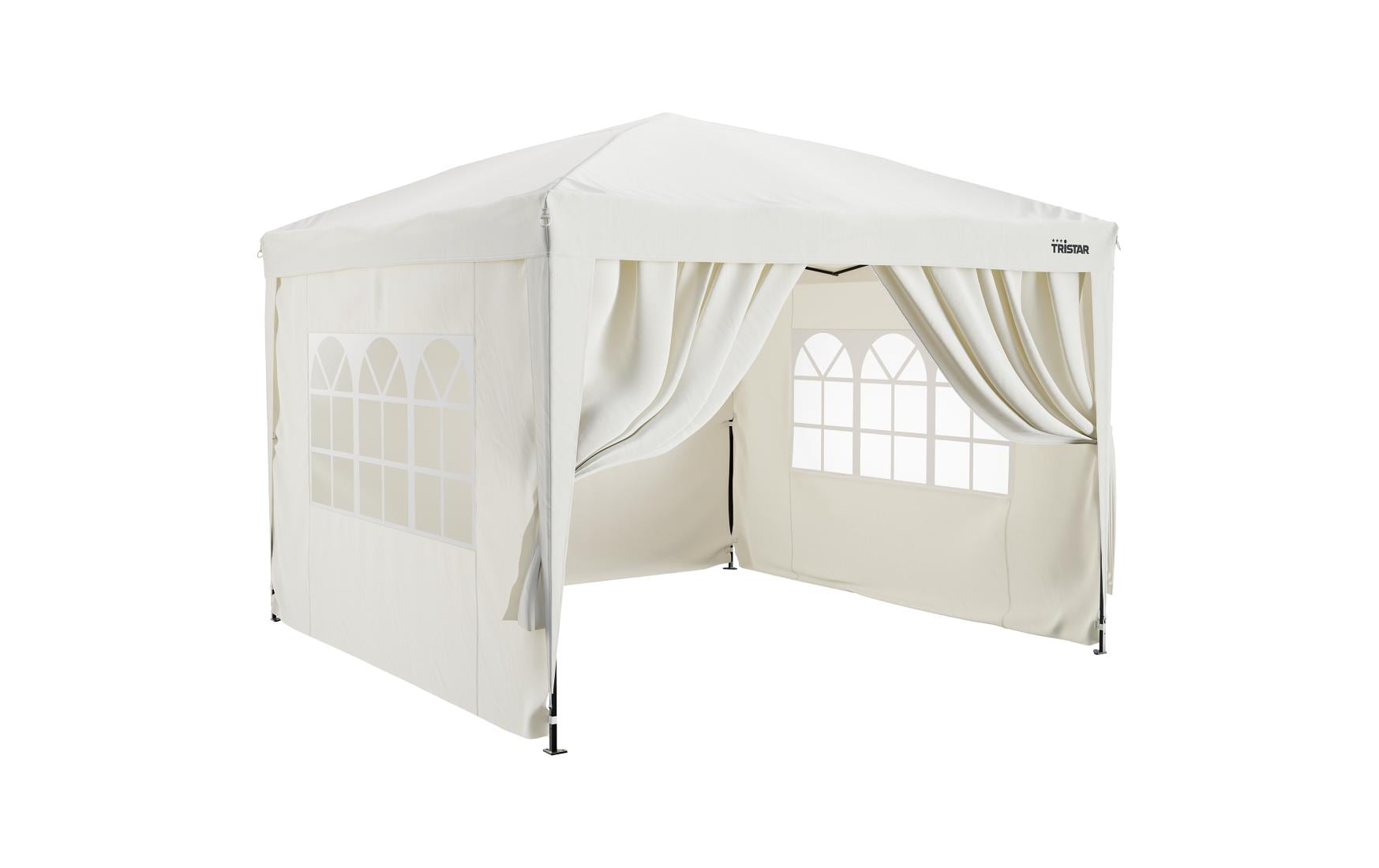Tristar Pavillon 3 × 3 m – Polyester/Stahl (pulverbeschichtet) – beige – witterungsbeständig